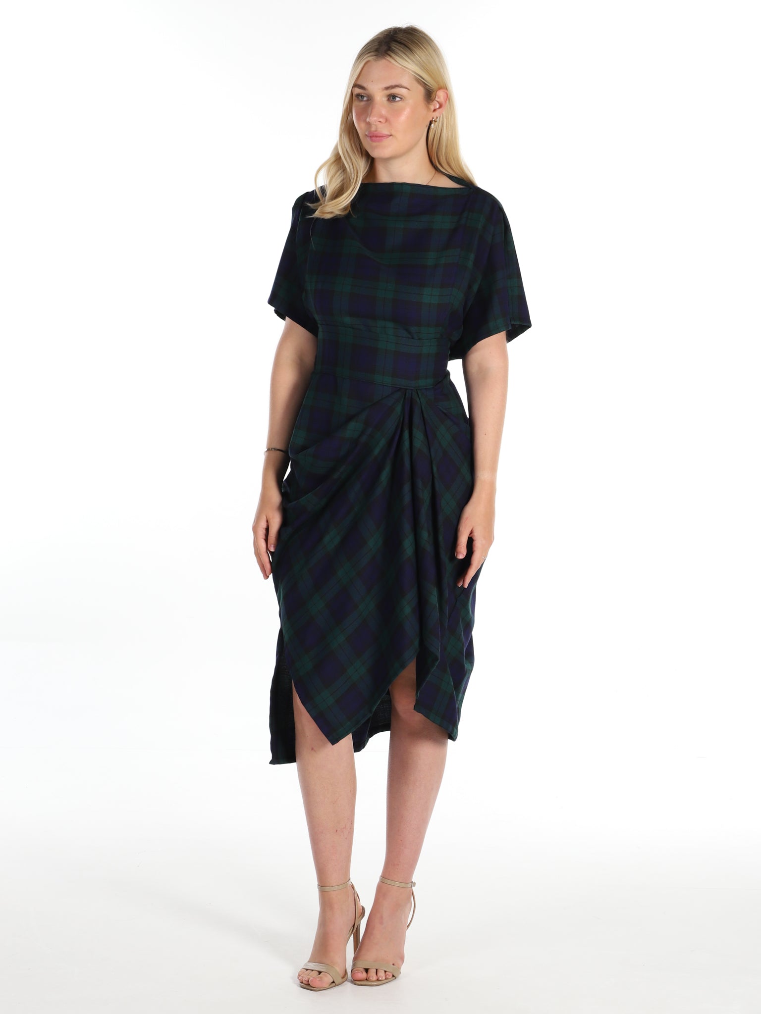 Navy and Green Tartan Riva Dress