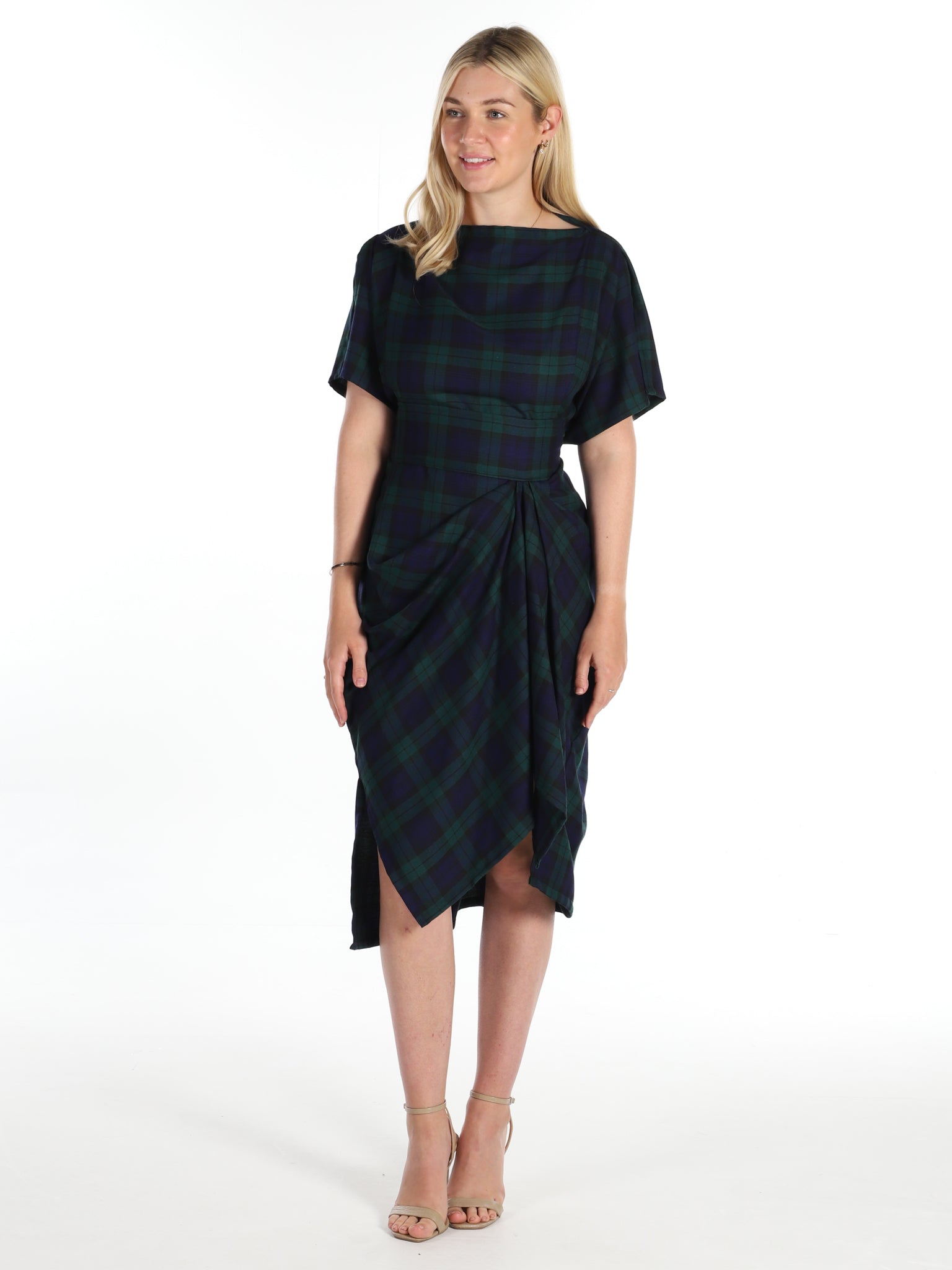 Navy and Green Tartan Riva Dress