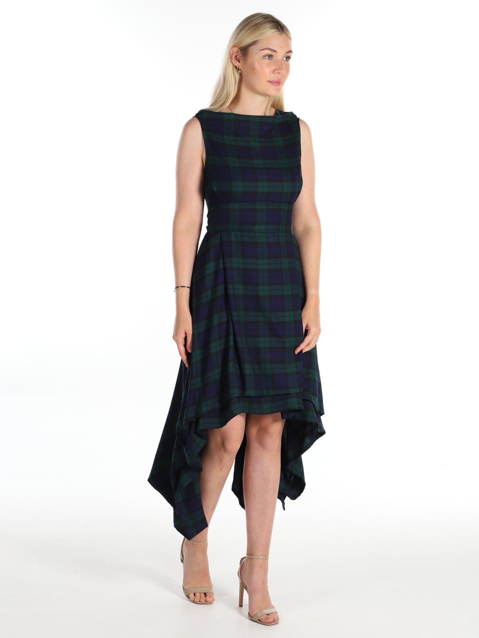 Navy and Green Tartan Wendy Dress