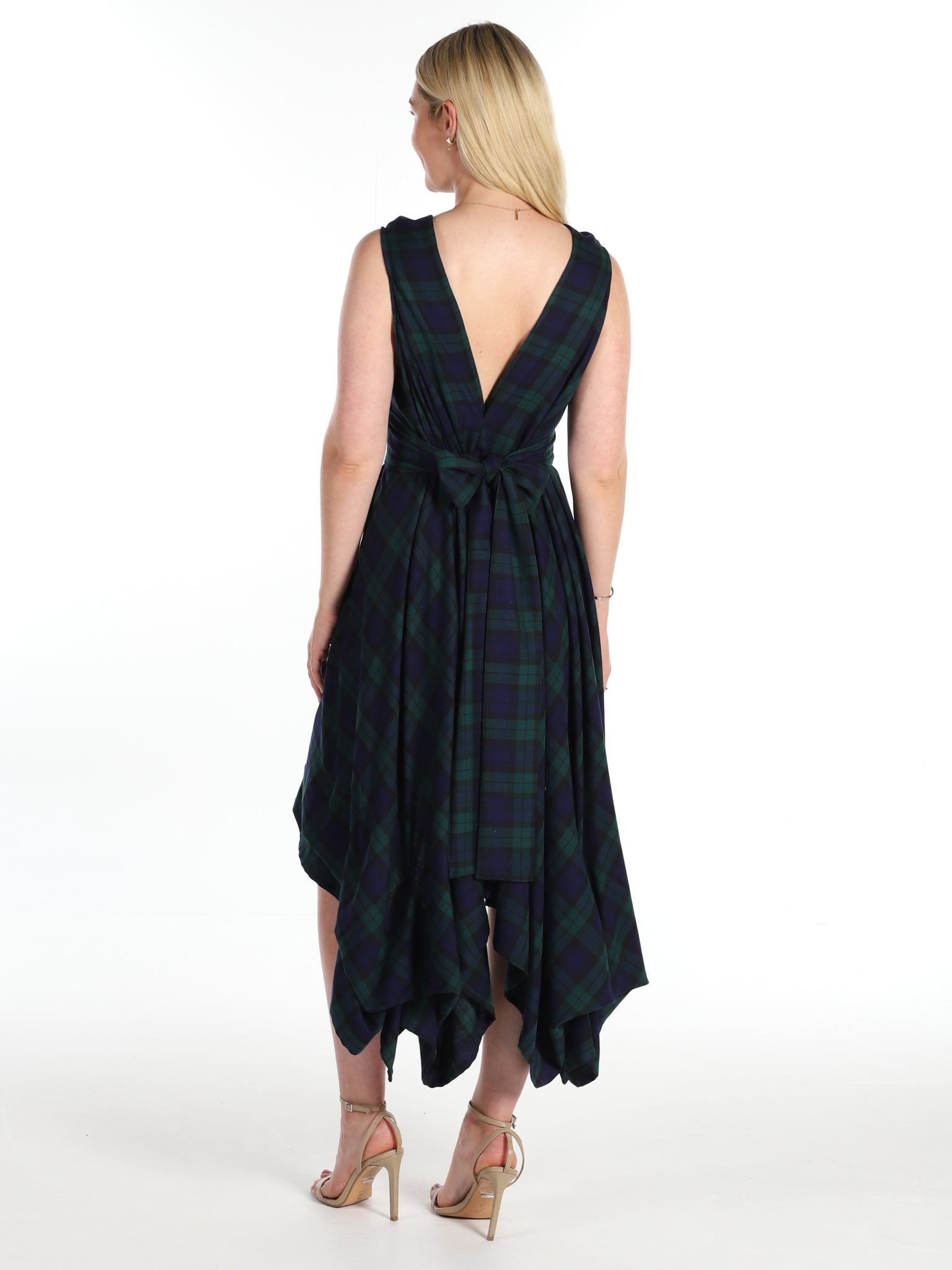 Navy and Green Tartan Wendy Dress