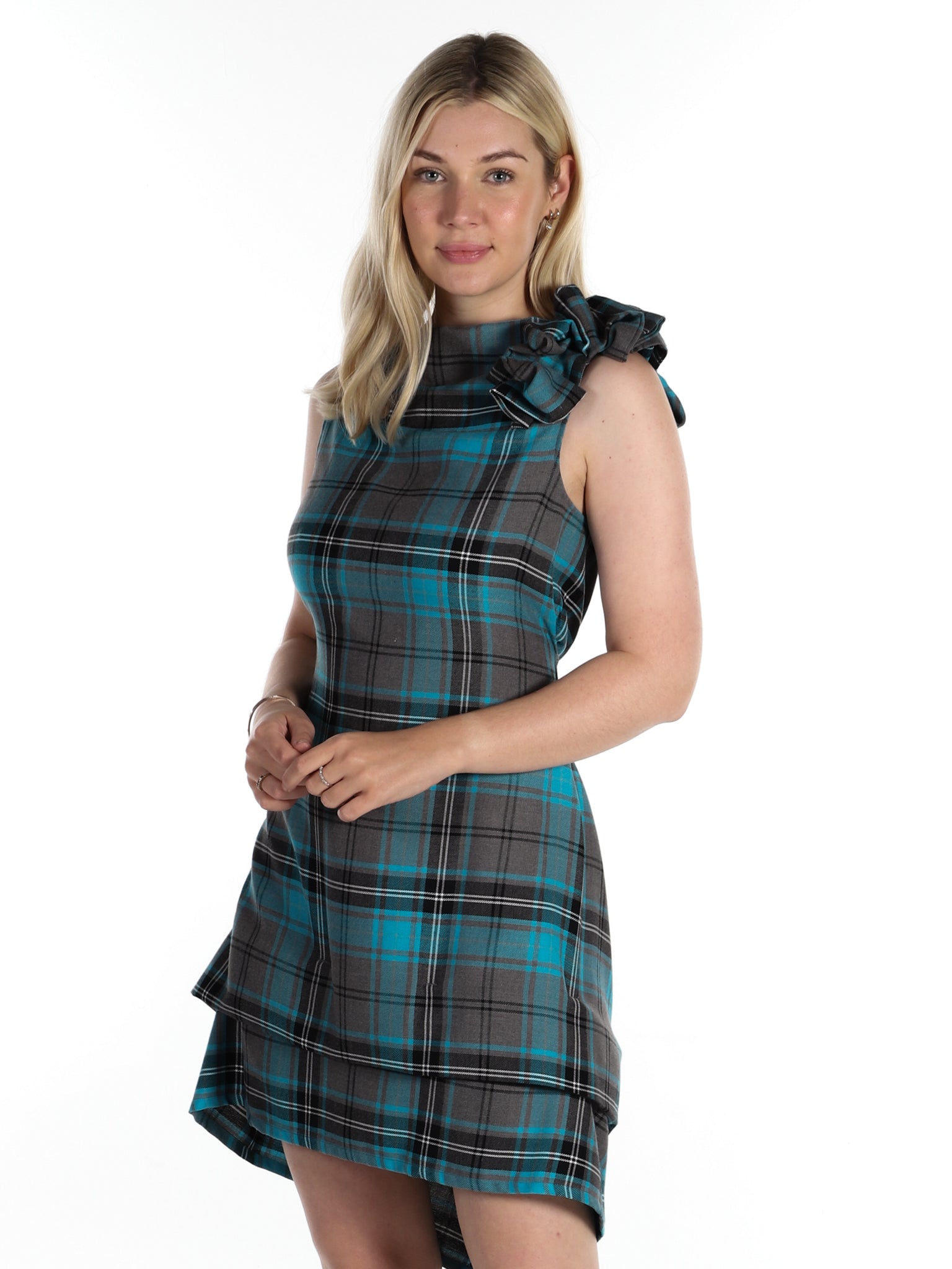 Turquoise Tartan Anna Dress