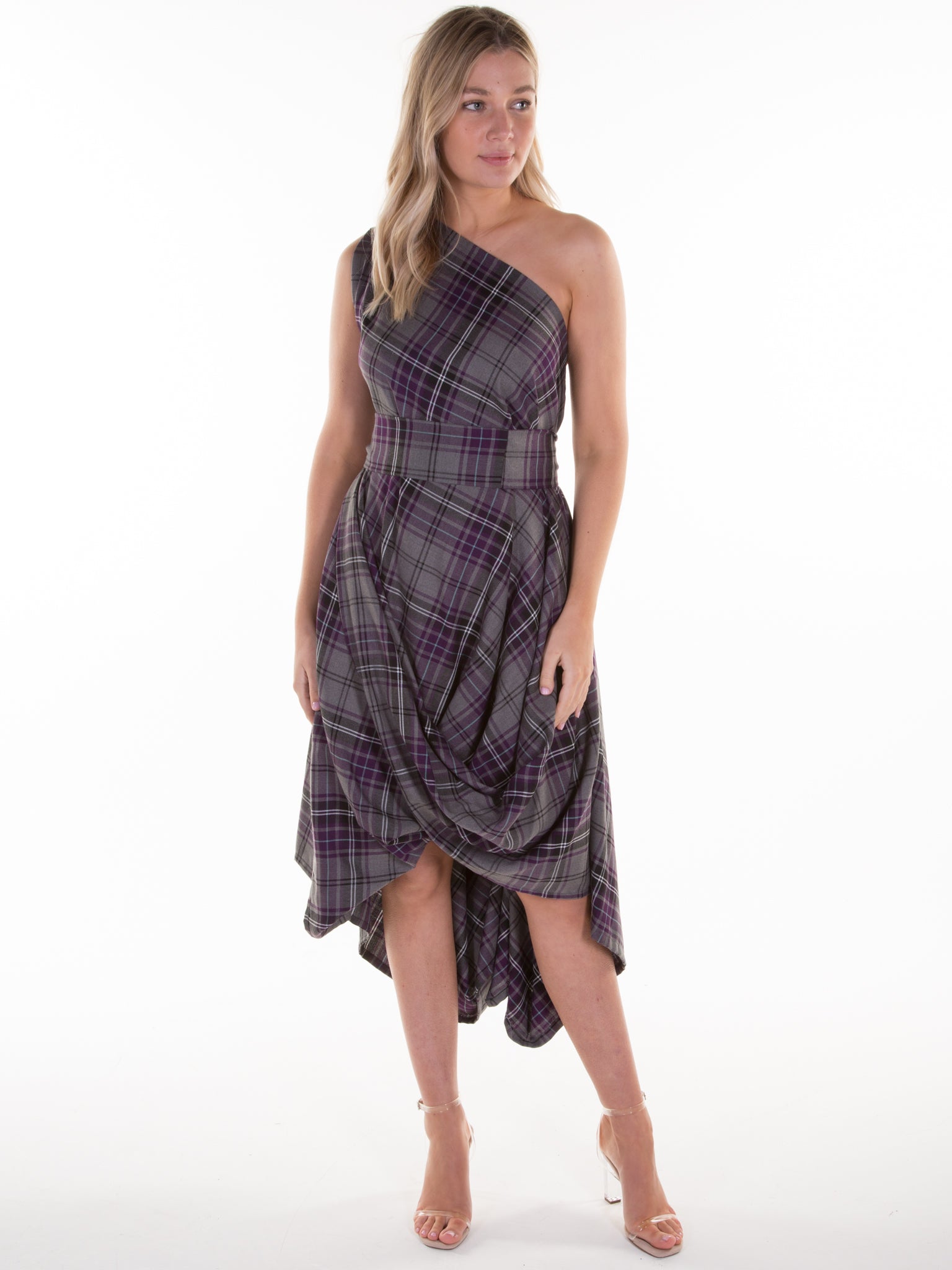 Grey and Purple Tartan Jessie Dress