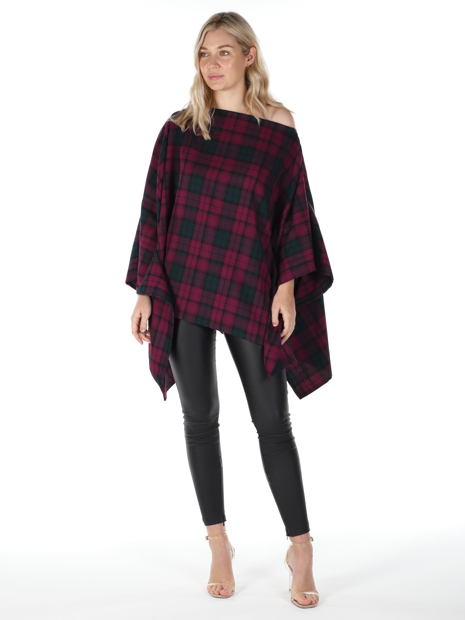 Maroon and Green Tartan Luna Top