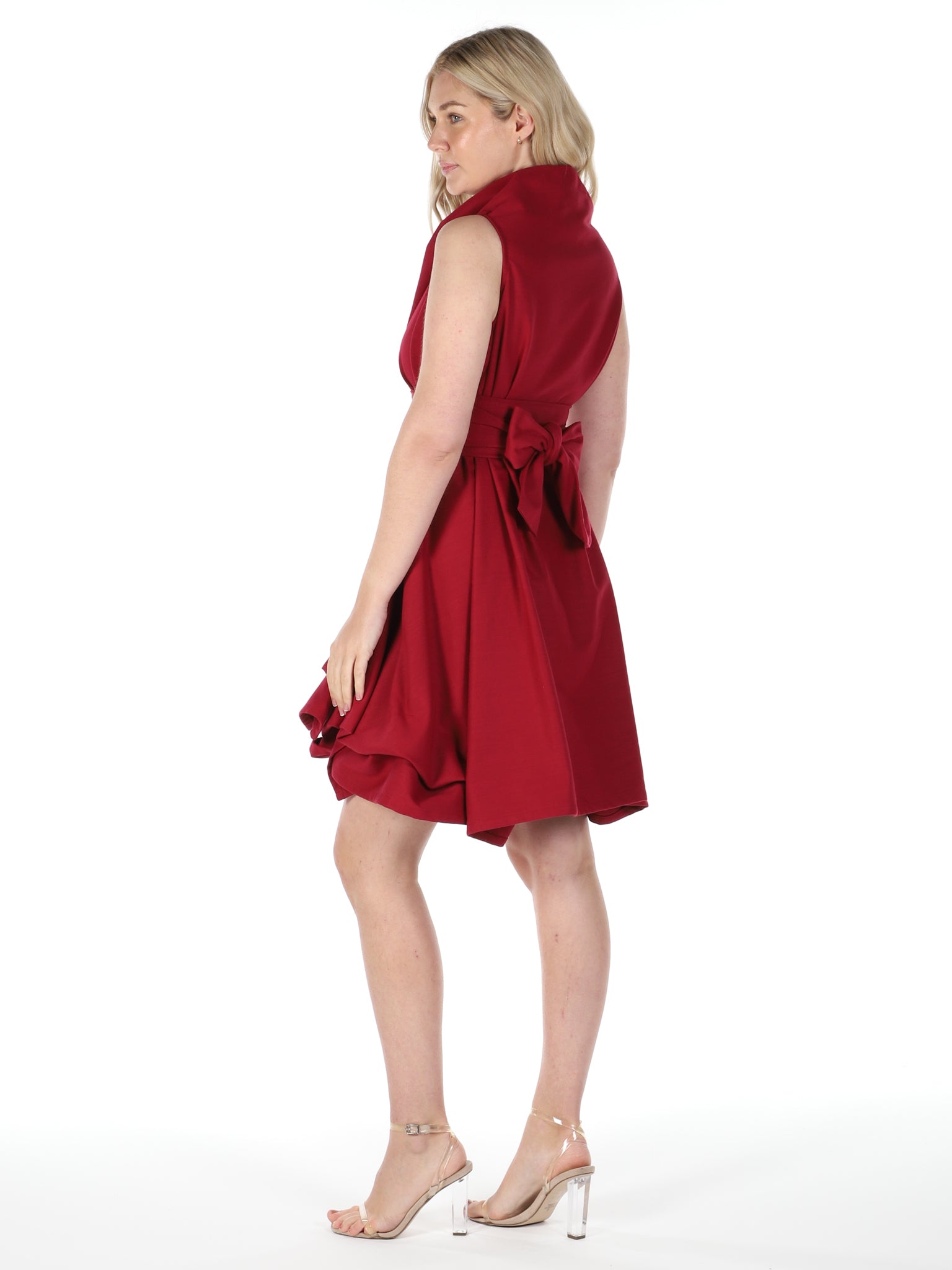 Deep Red Cotton Trench Dress