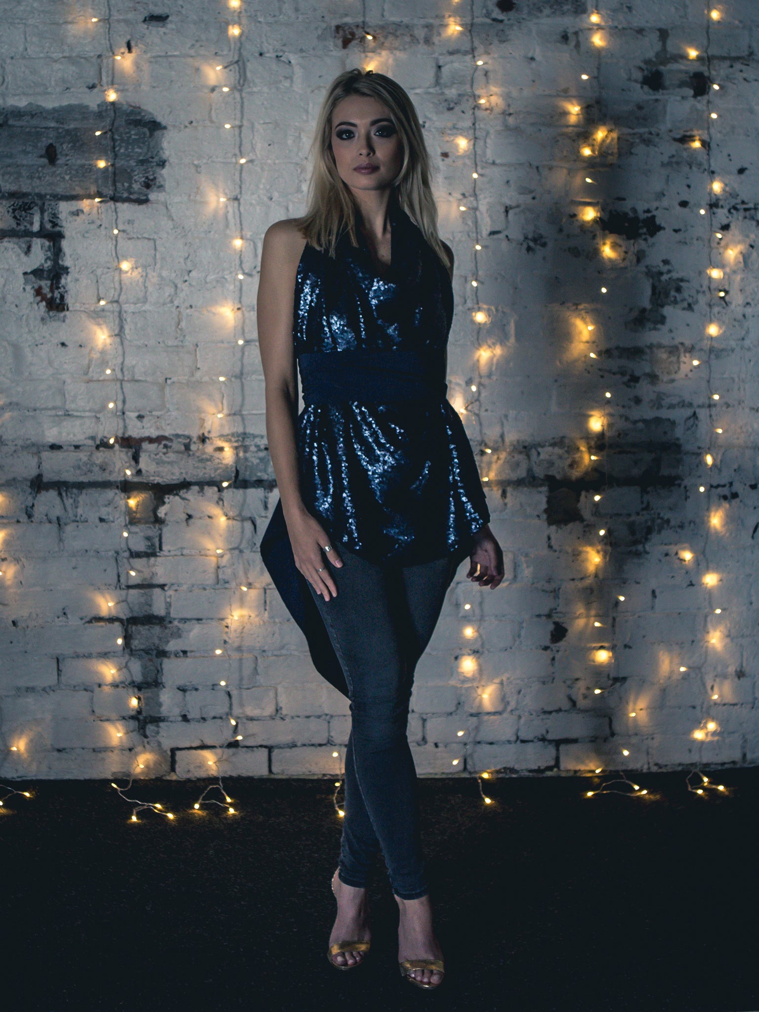 Navy Sequin Alice Maxi Top