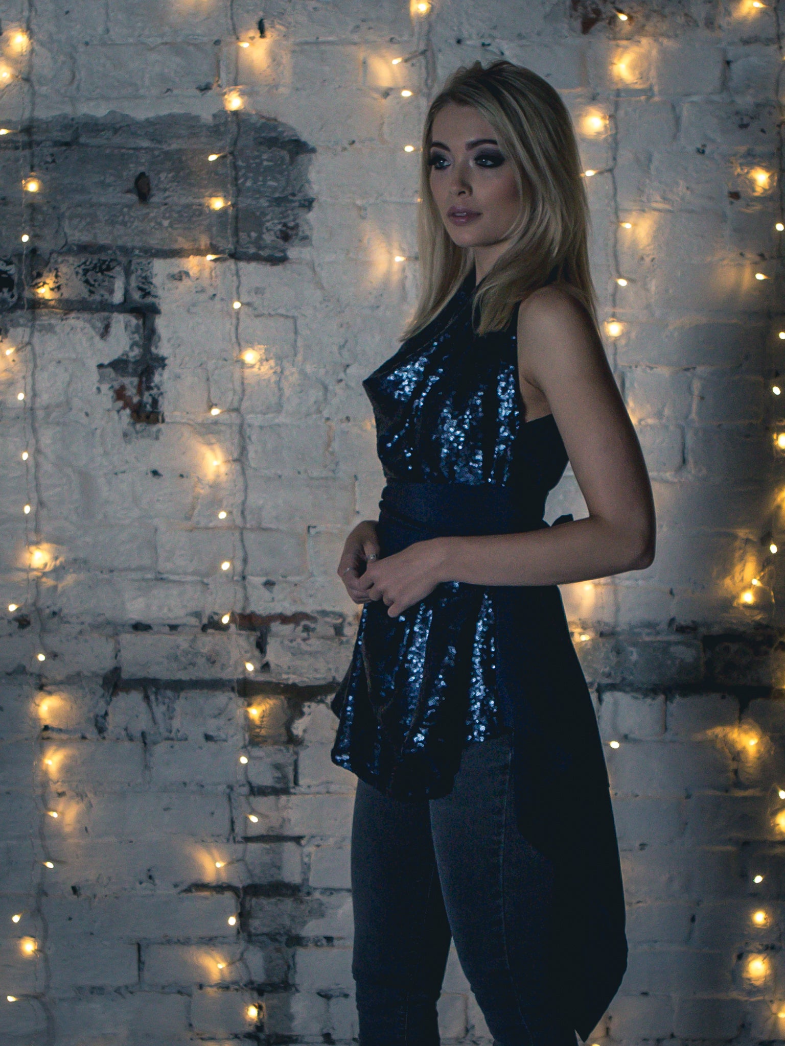 Navy Sequin Alice Maxi Top