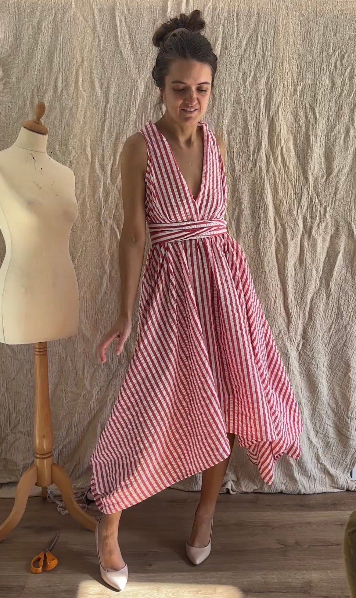 Red & White Stripe Darcy Dress.