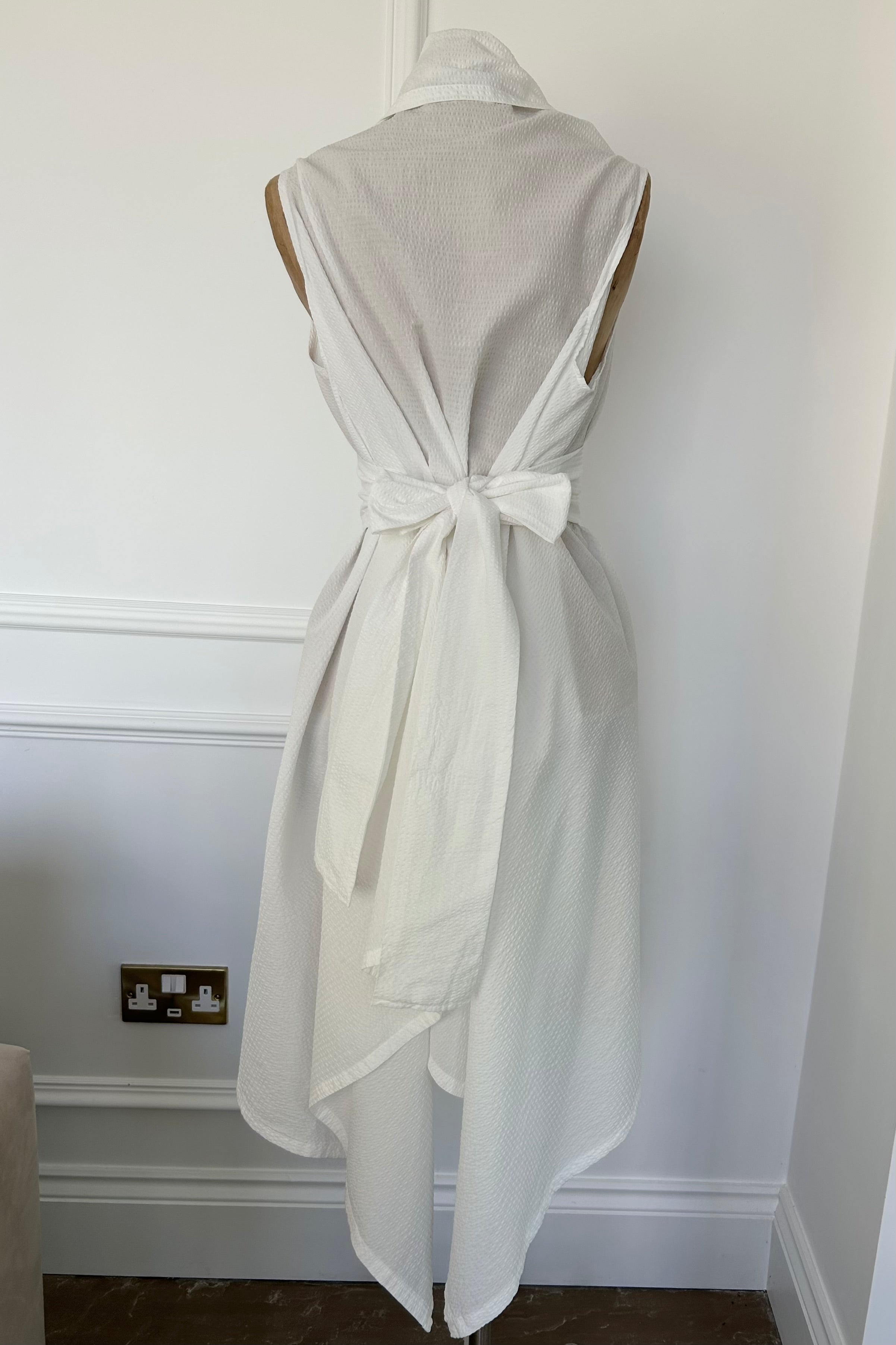 White cotton Waterfall Waistcoat