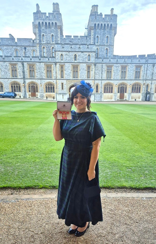 Navy & Green Tartan Darcy Dress with Sleeves.