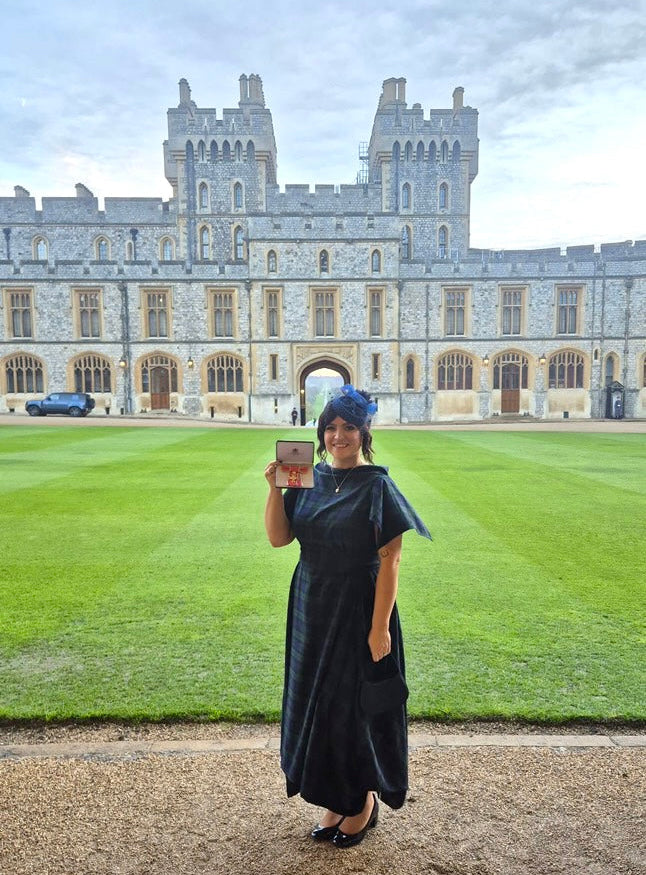 Navy & Green Tartan Darcy Dress with Sleeves.