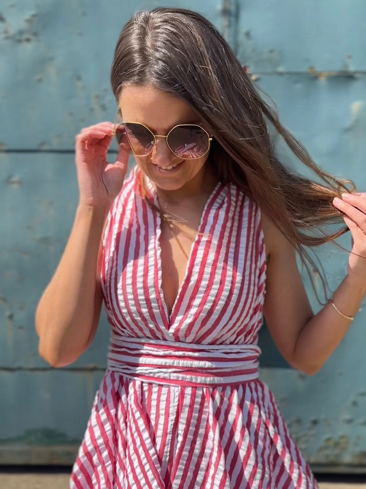 Red & White Striped May Dress.