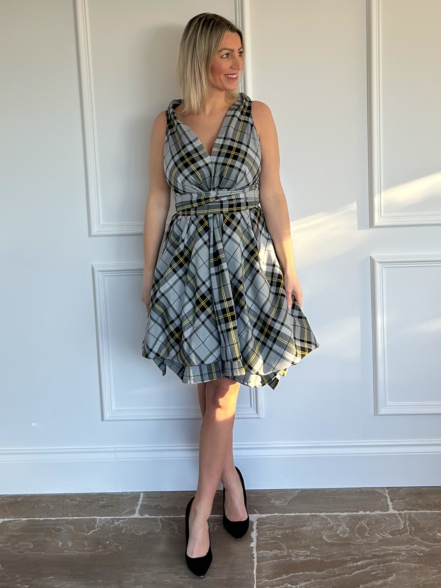 Grey and Yellow Tartan May Dress