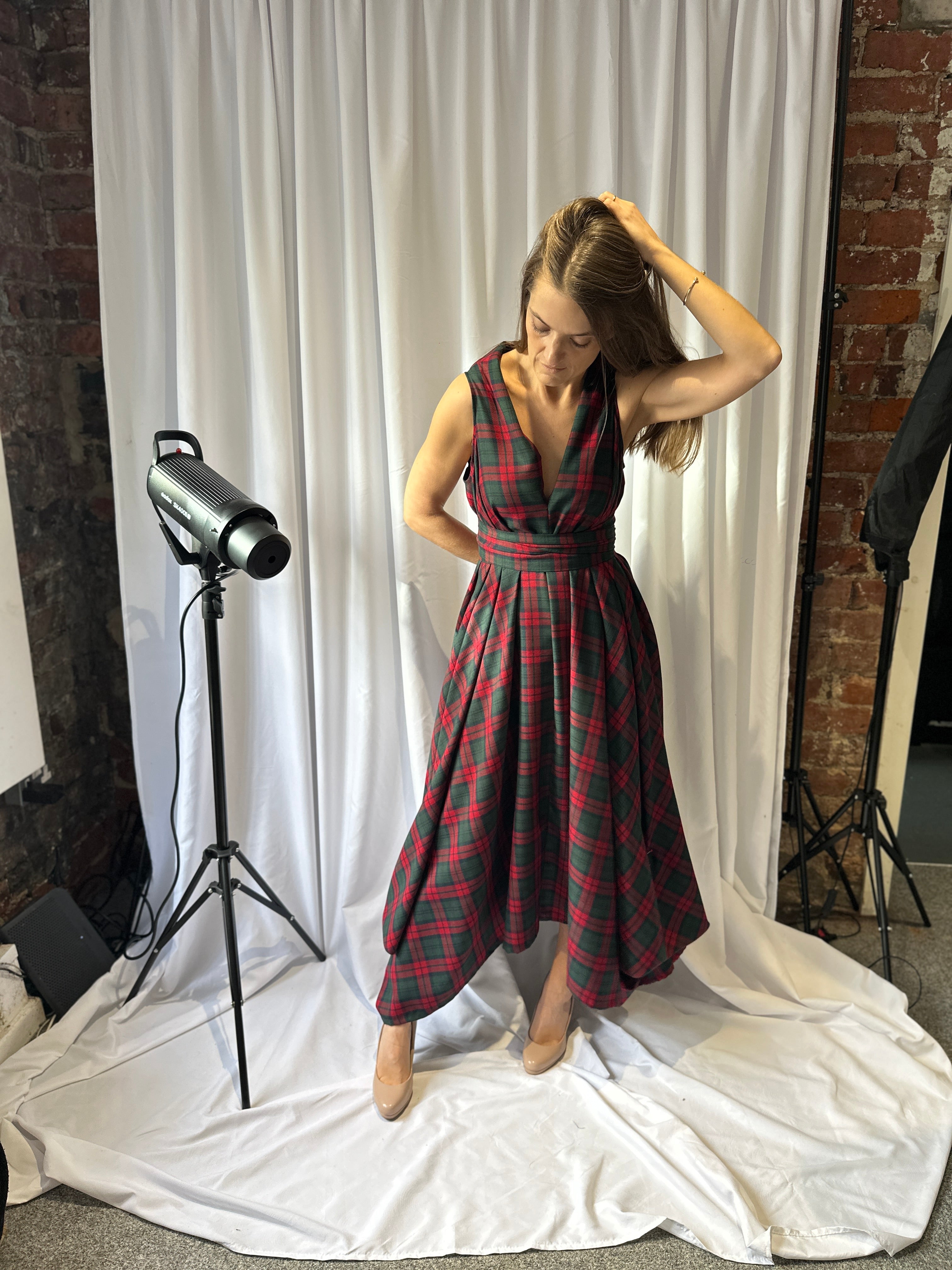 Red & Green Tartan Darcy Dress