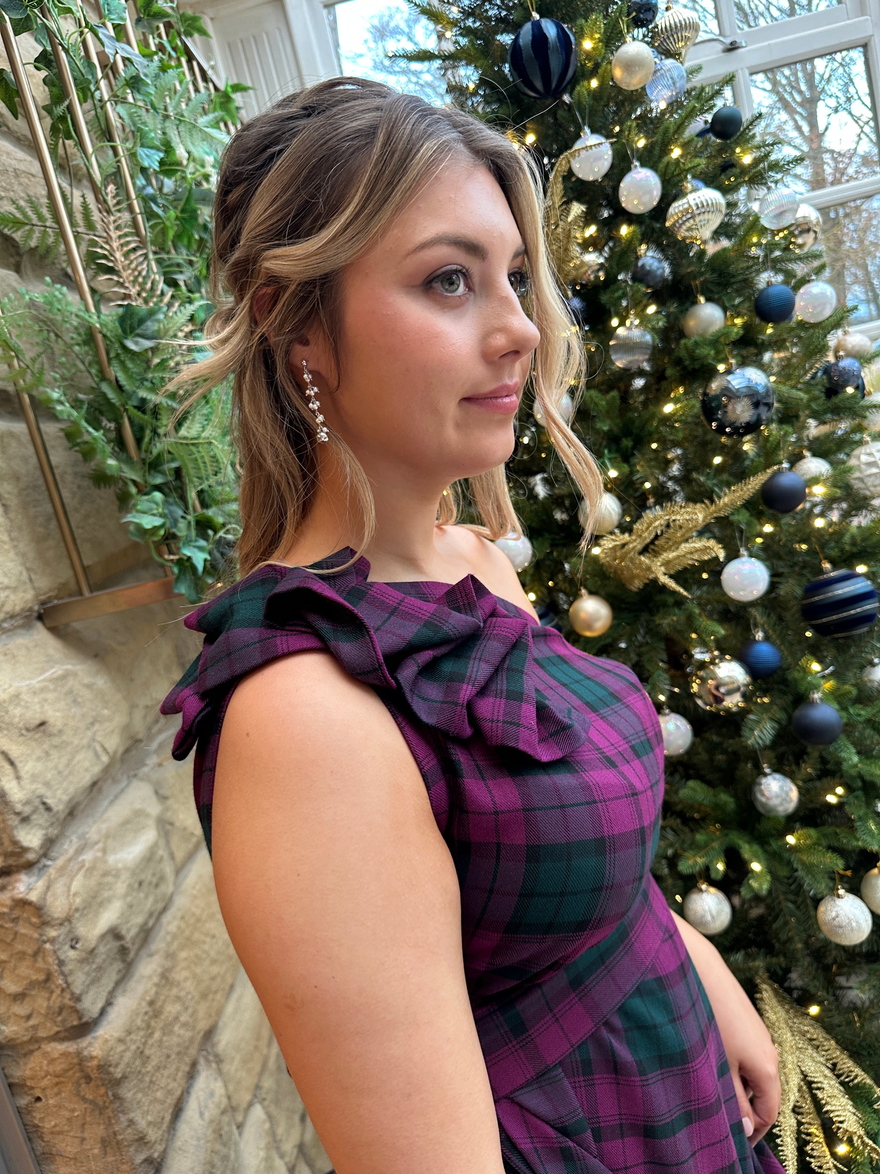 Maroon and Green Tartan Jessie Dress