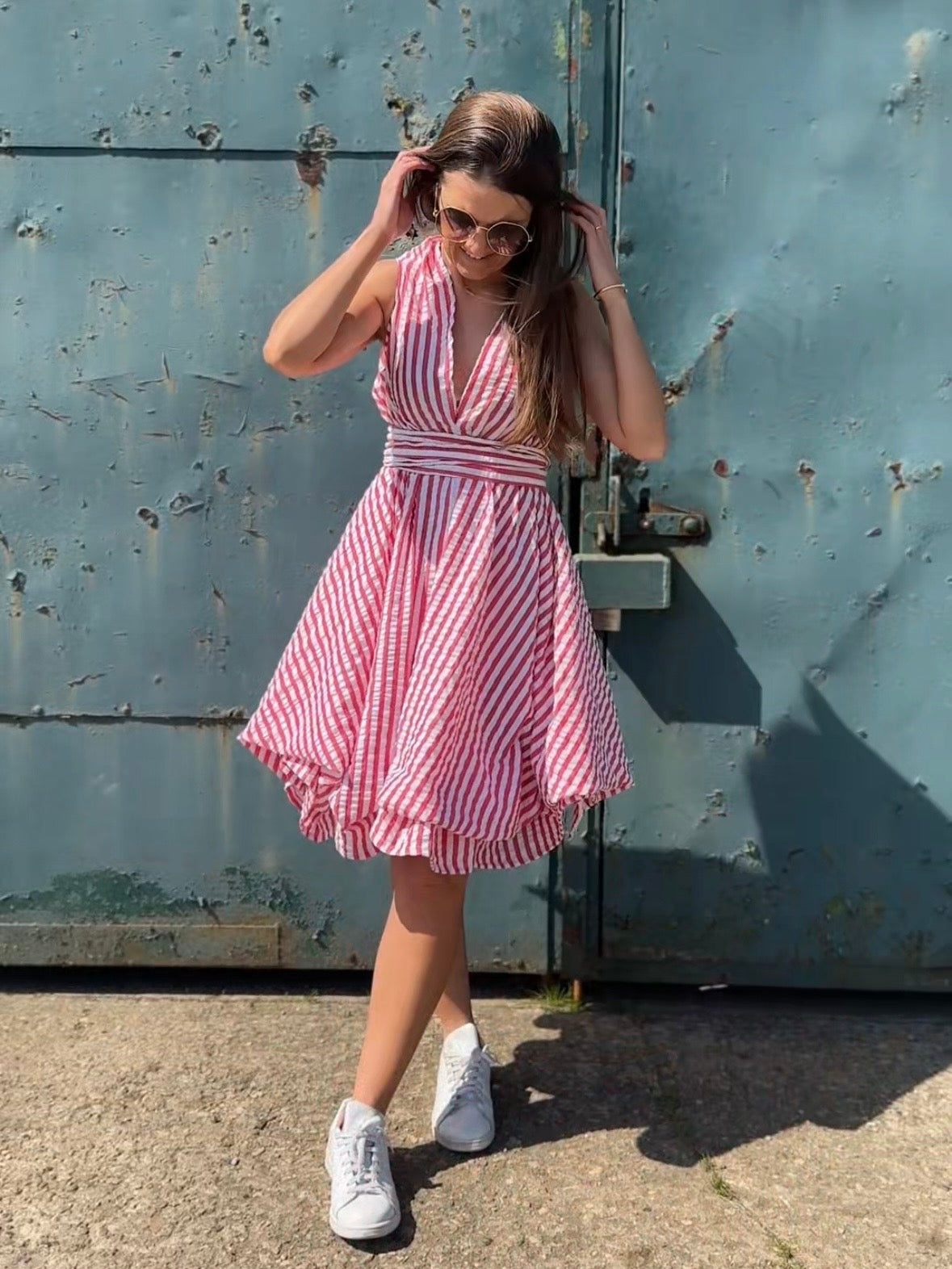 Red & White Striped May Dress.