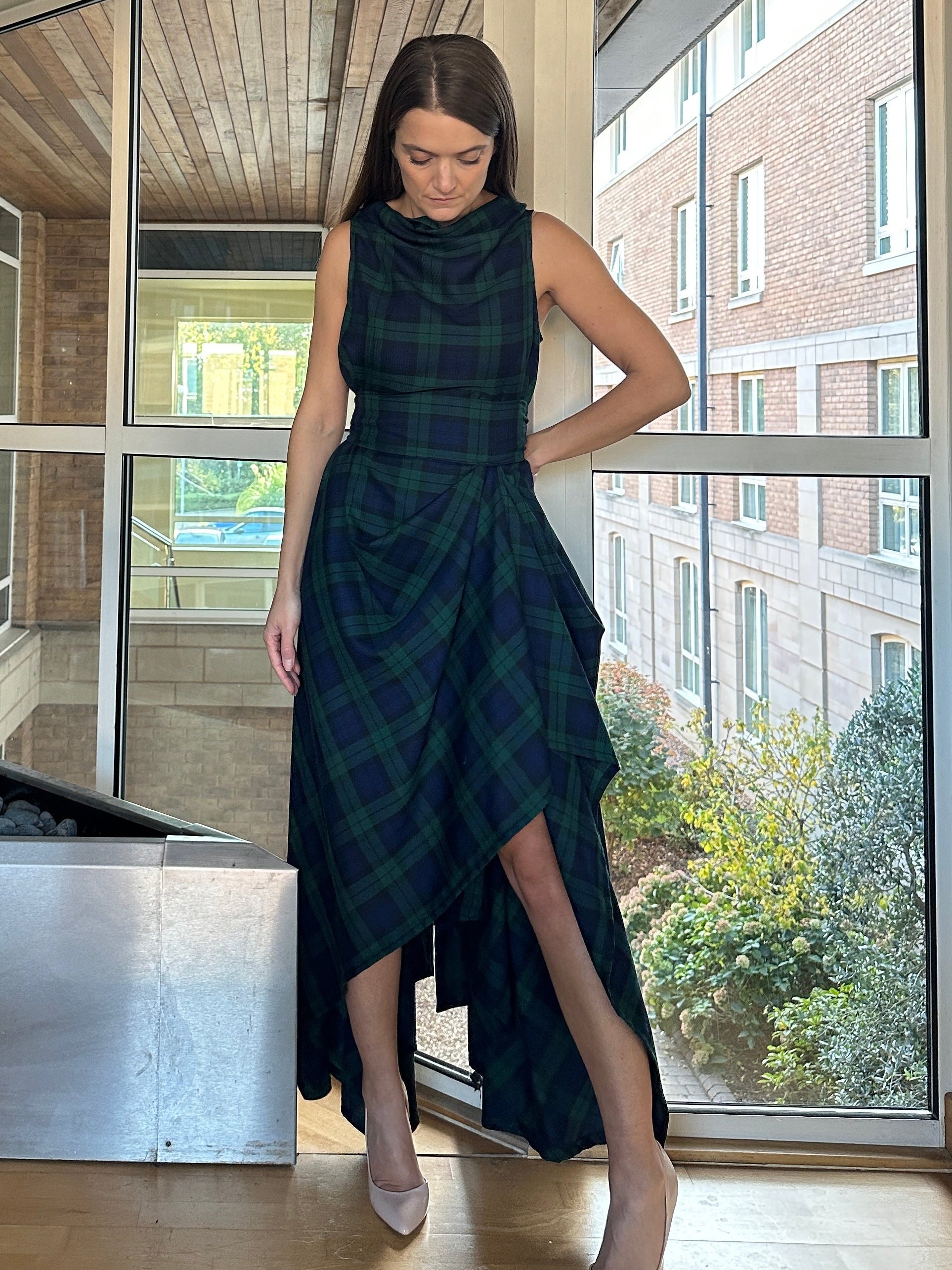 Navy And Green Tartan Ivy Dress