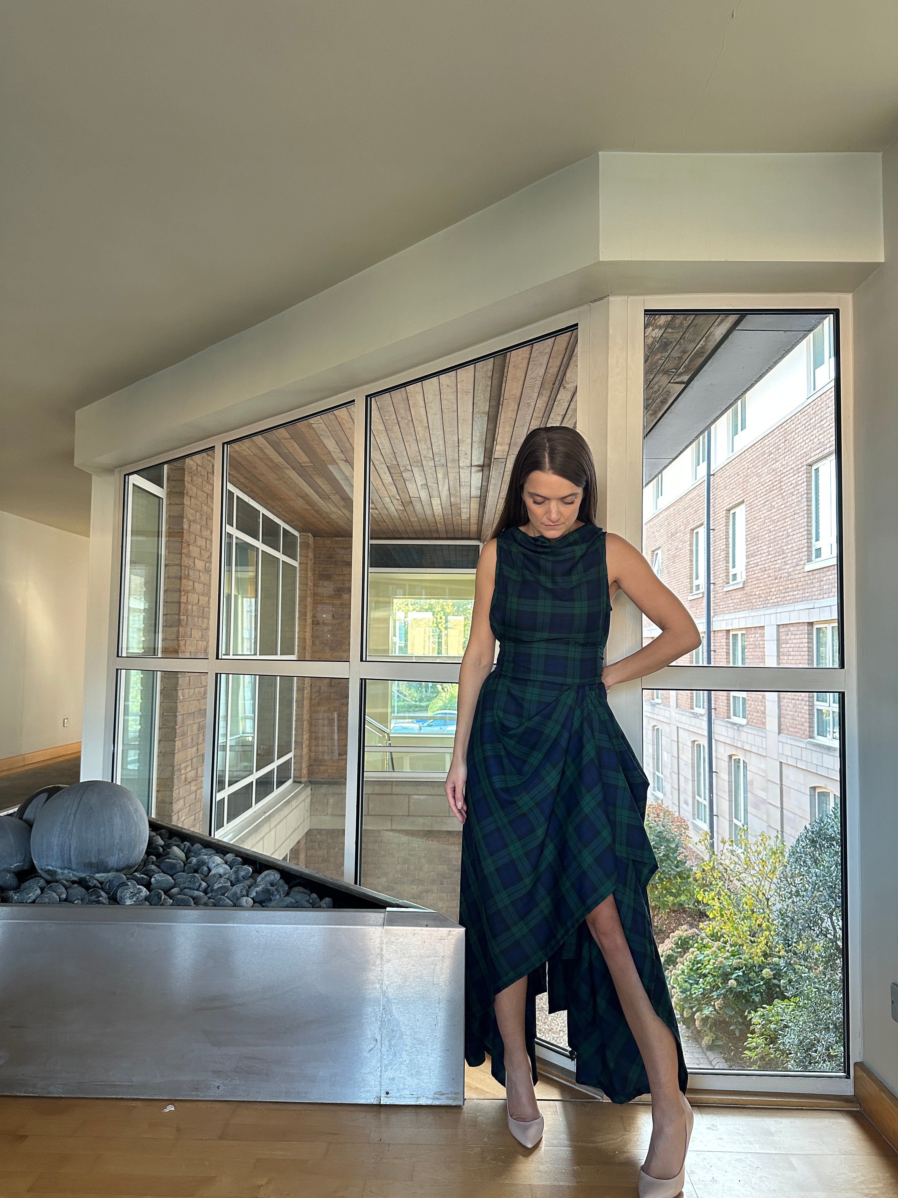 Navy And Green Tartan Ivy Dress
