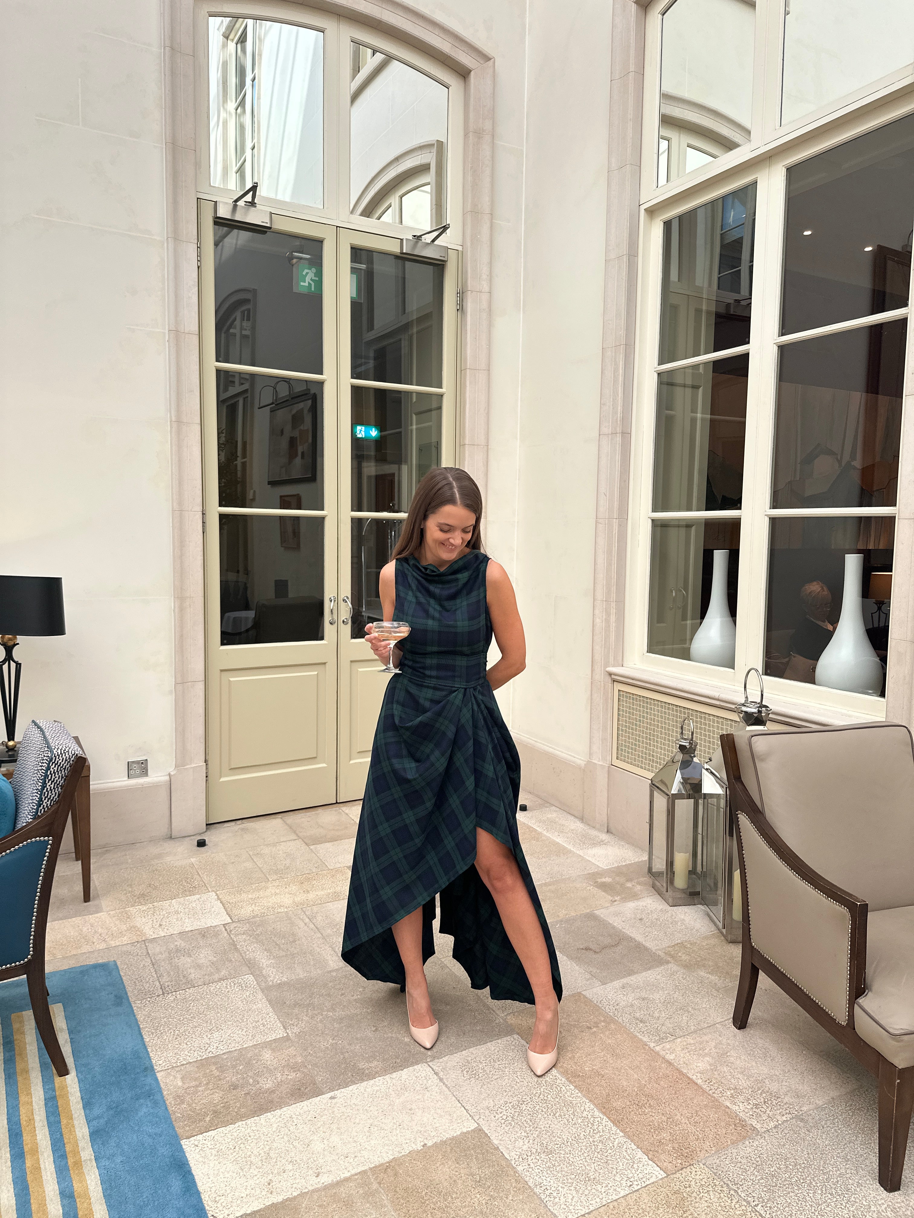 Navy And Green Tartan Ivy Dress