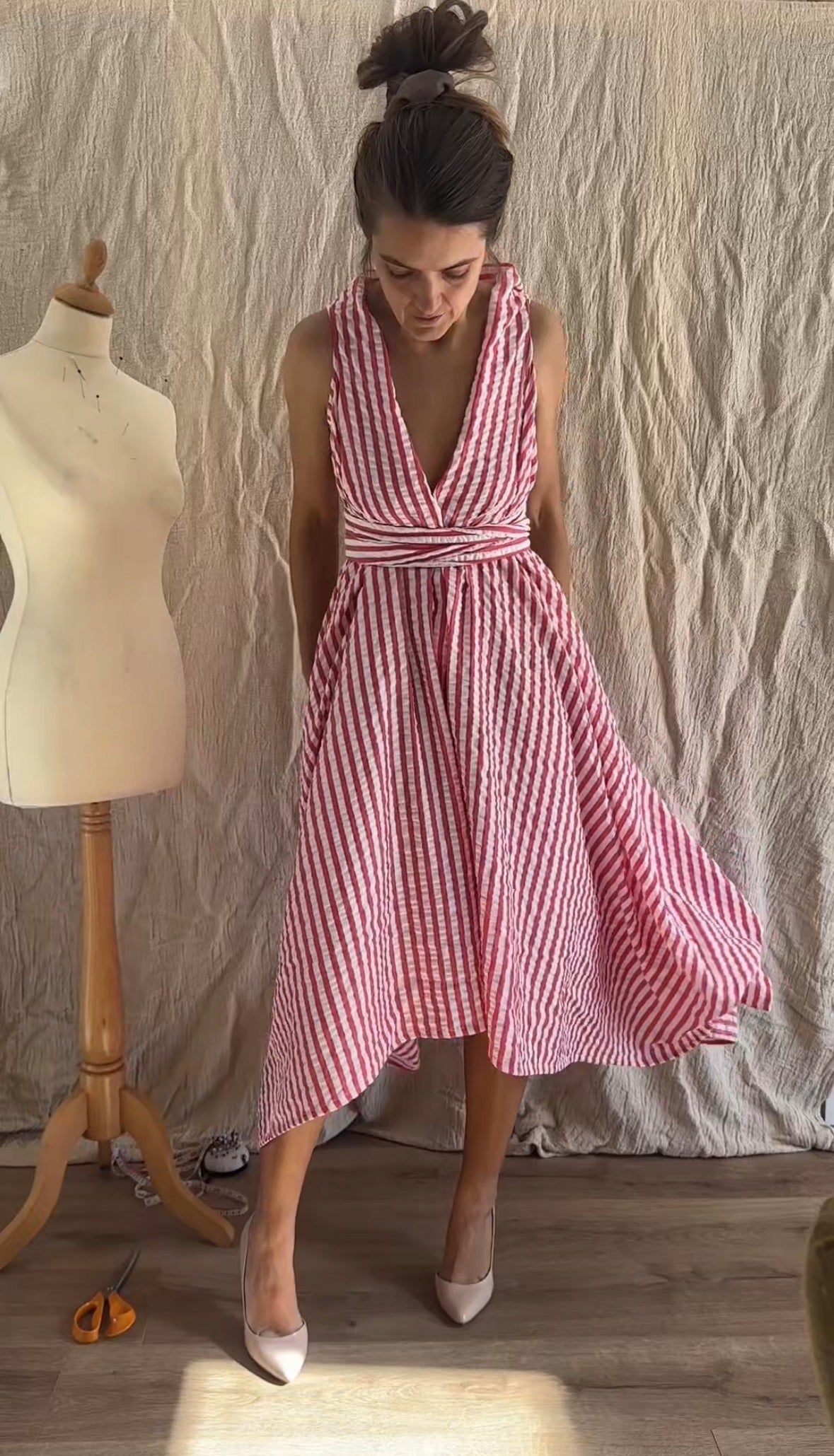 Red & White Stripe Darcy Dress.