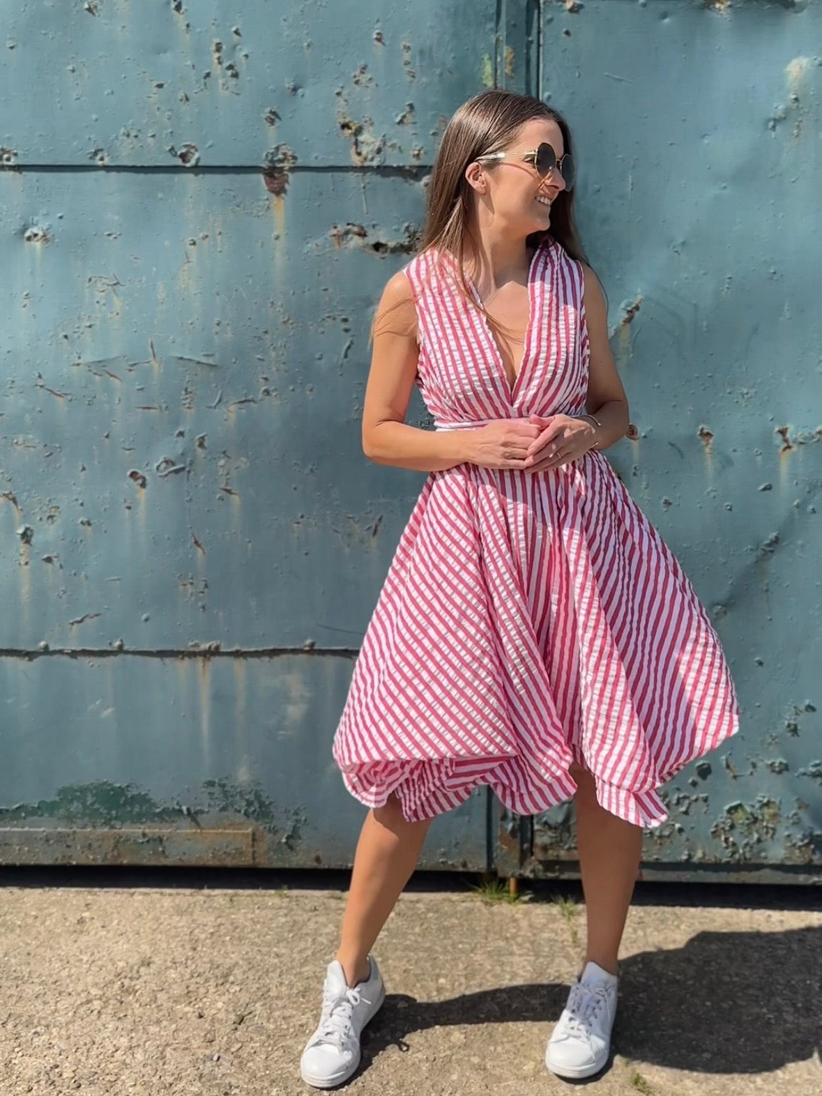 Red & White Striped May Dress.