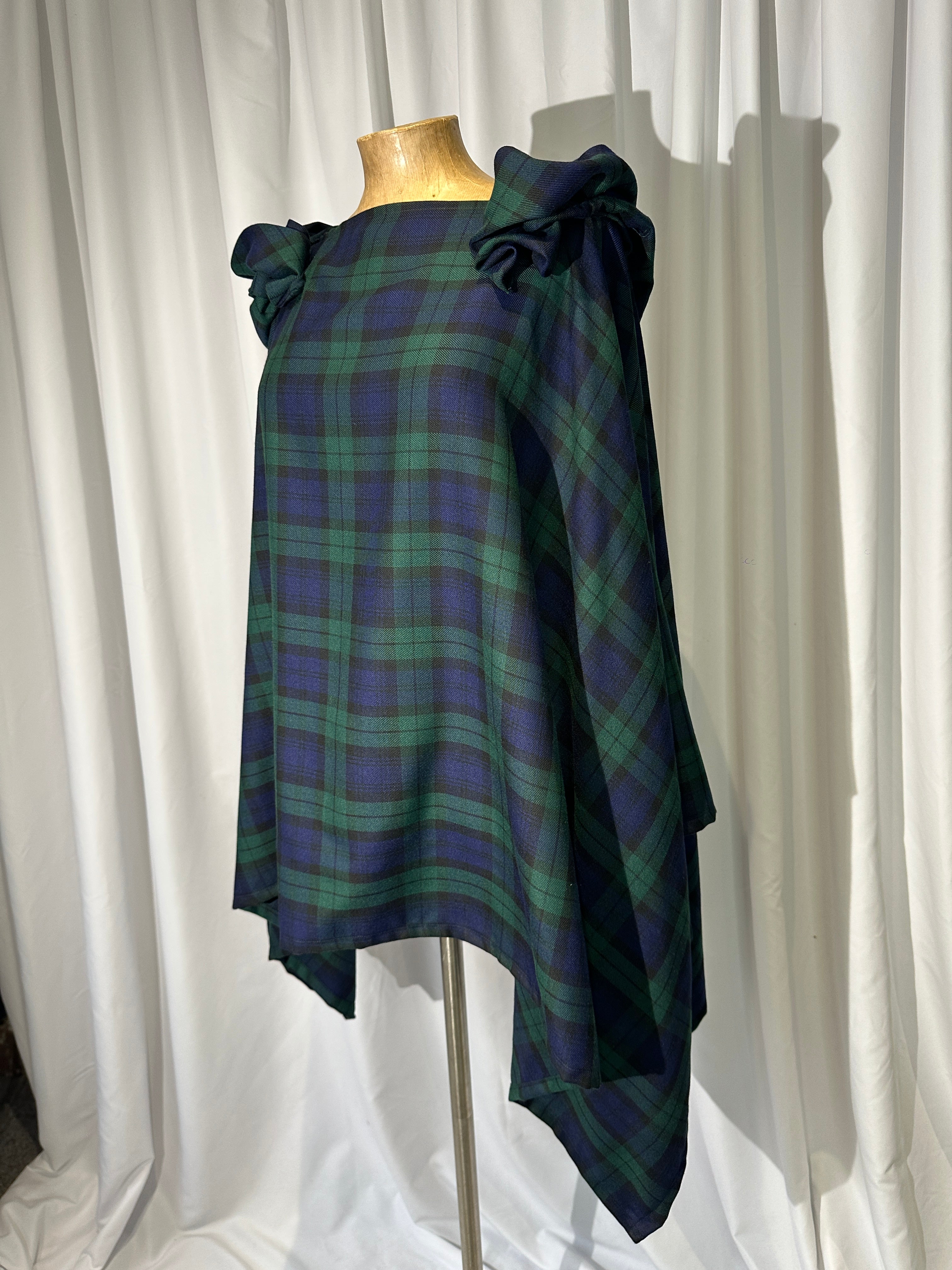 Navy & Green Tartan Wolf Cape.