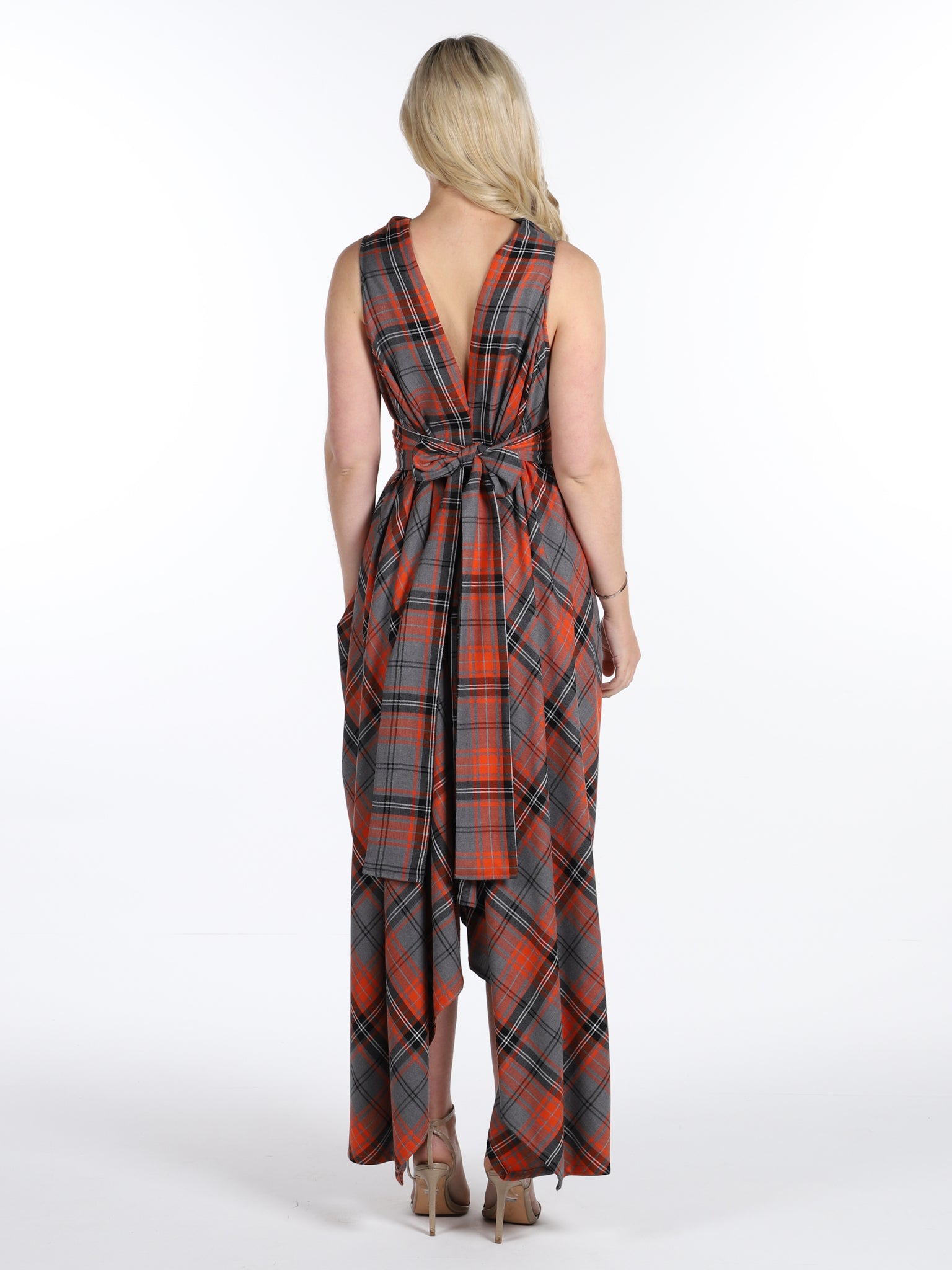 Orange and Grey Tartan Ivy Dress