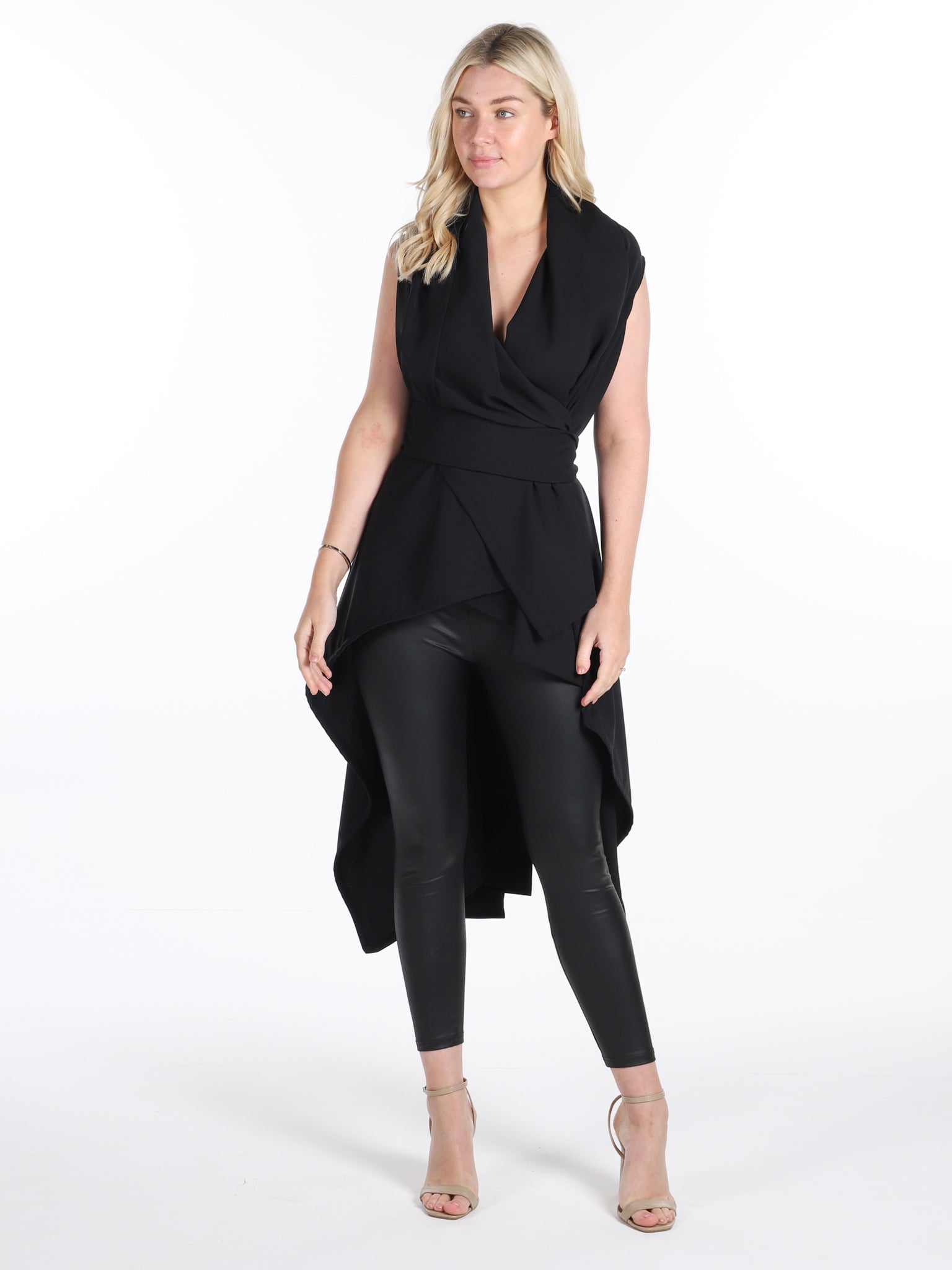 Black Drape Waterfall Waistcoat