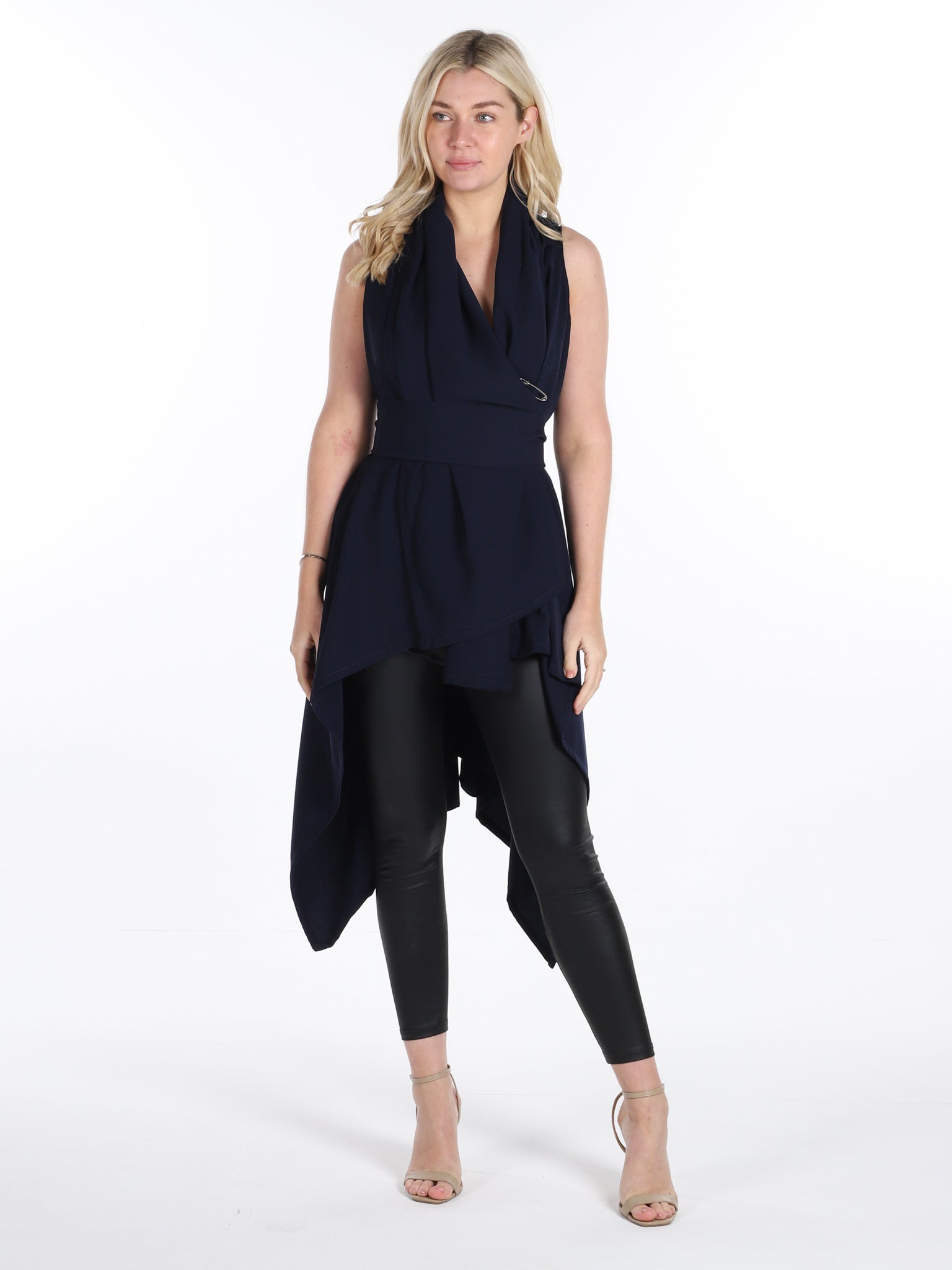 Navy Drape Waterfall Waistcoat