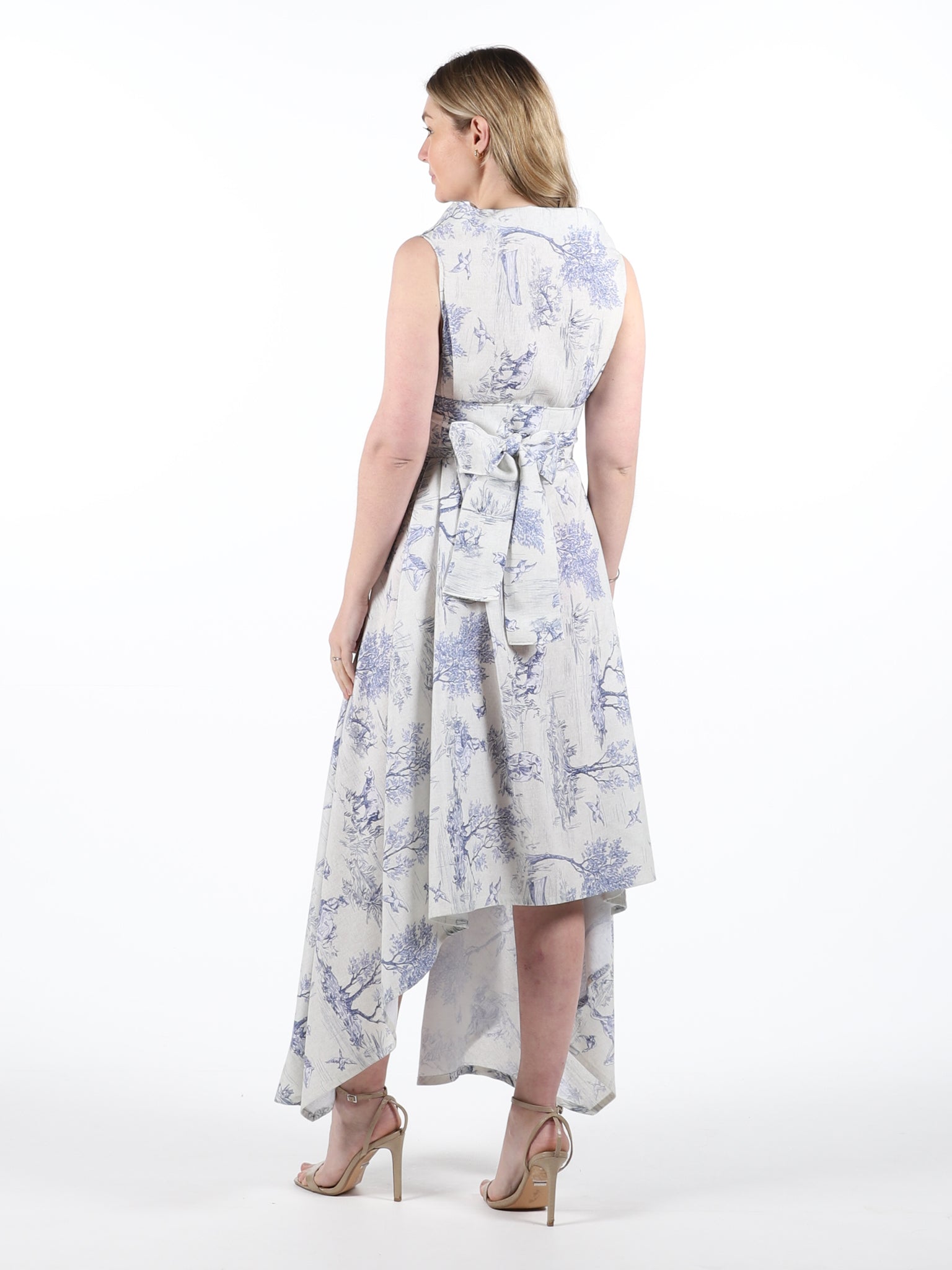 Blue Toile Print Darcy Midi Dress