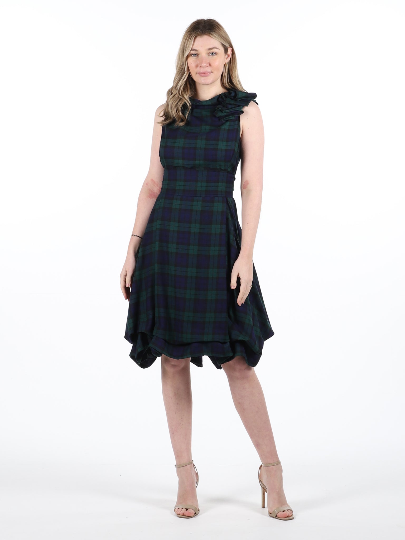 Navy and Green Tartan Mia Dress