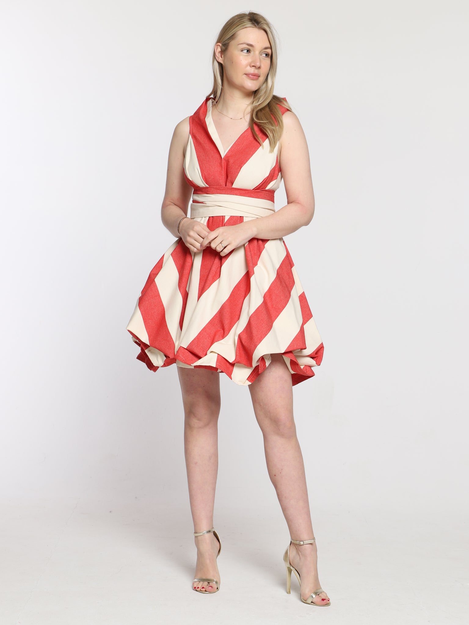 Red and Cream Stripe May Dress