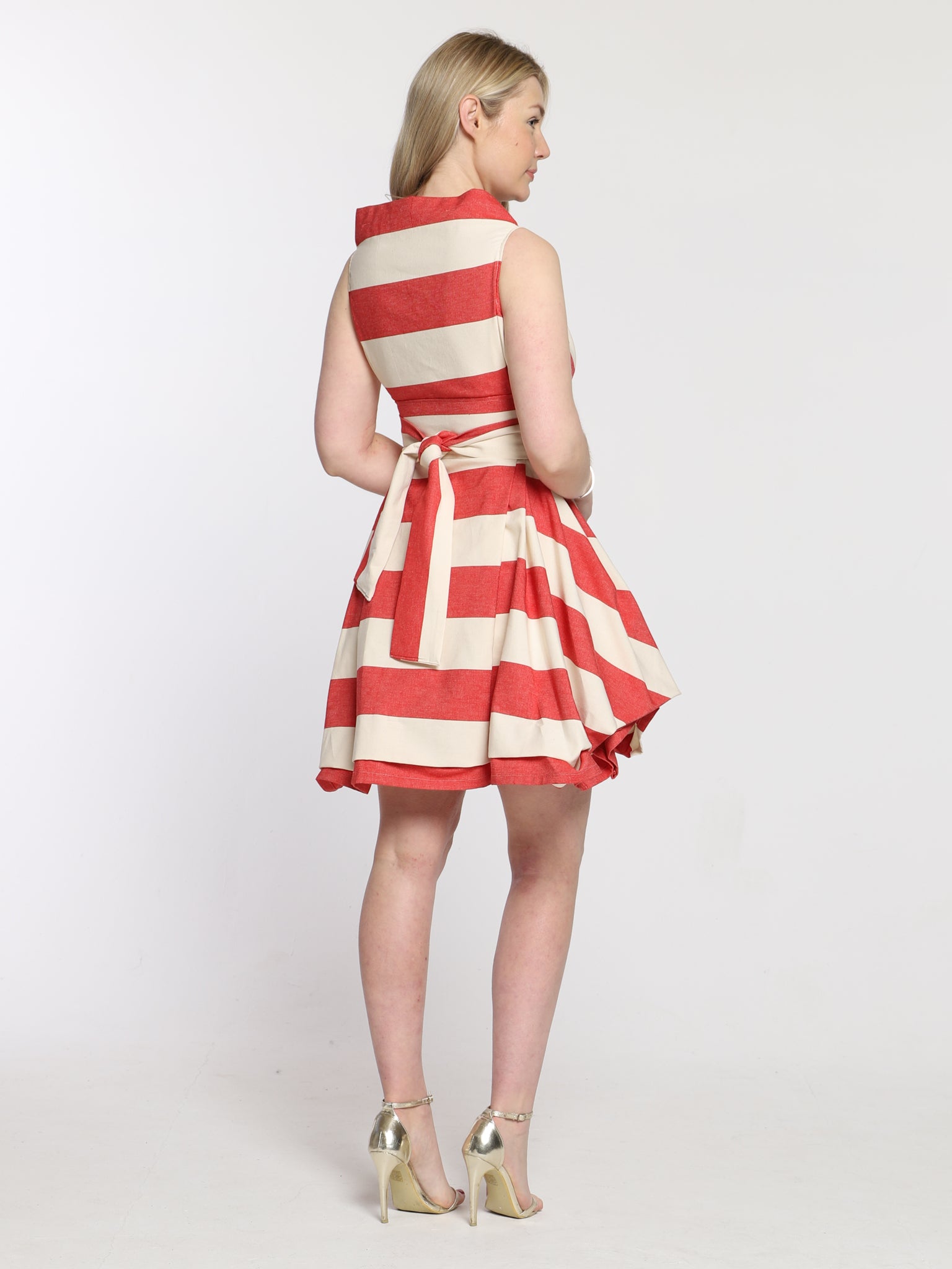 Red and Cream Stripe May Dress