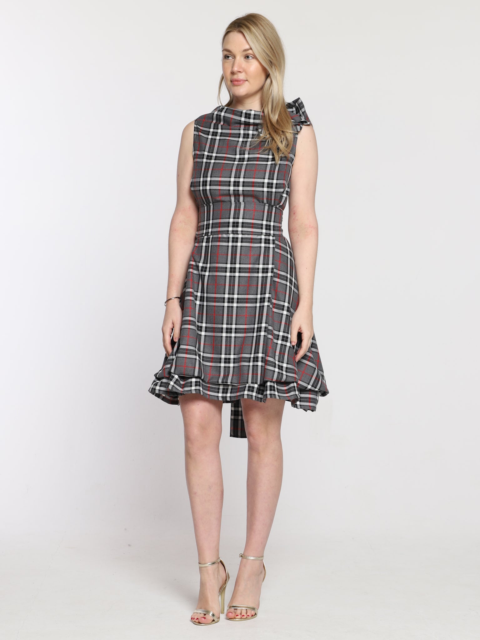 Grey and Red Tartan Mia Dress