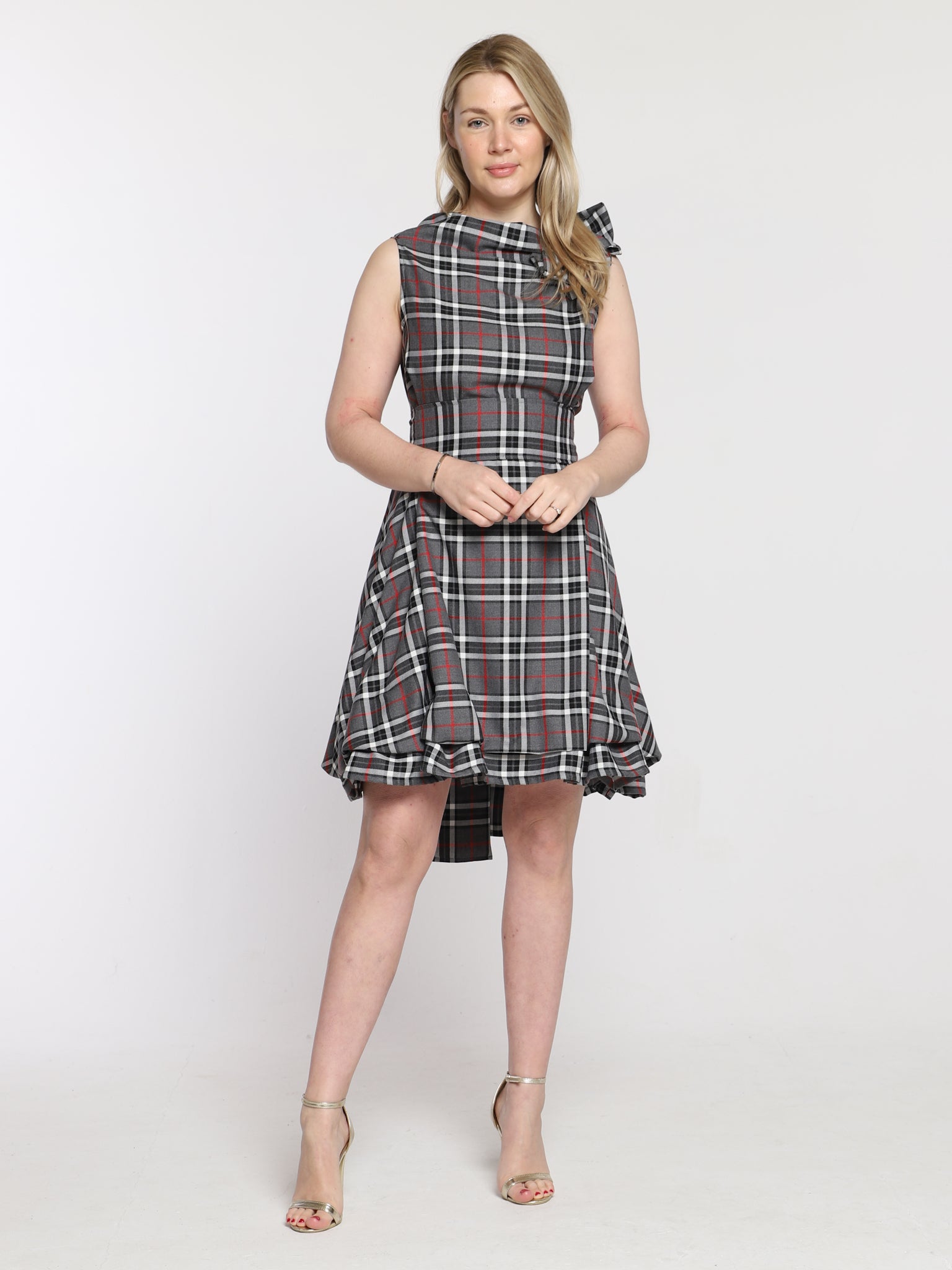 Grey and Red Tartan Mia Dress
