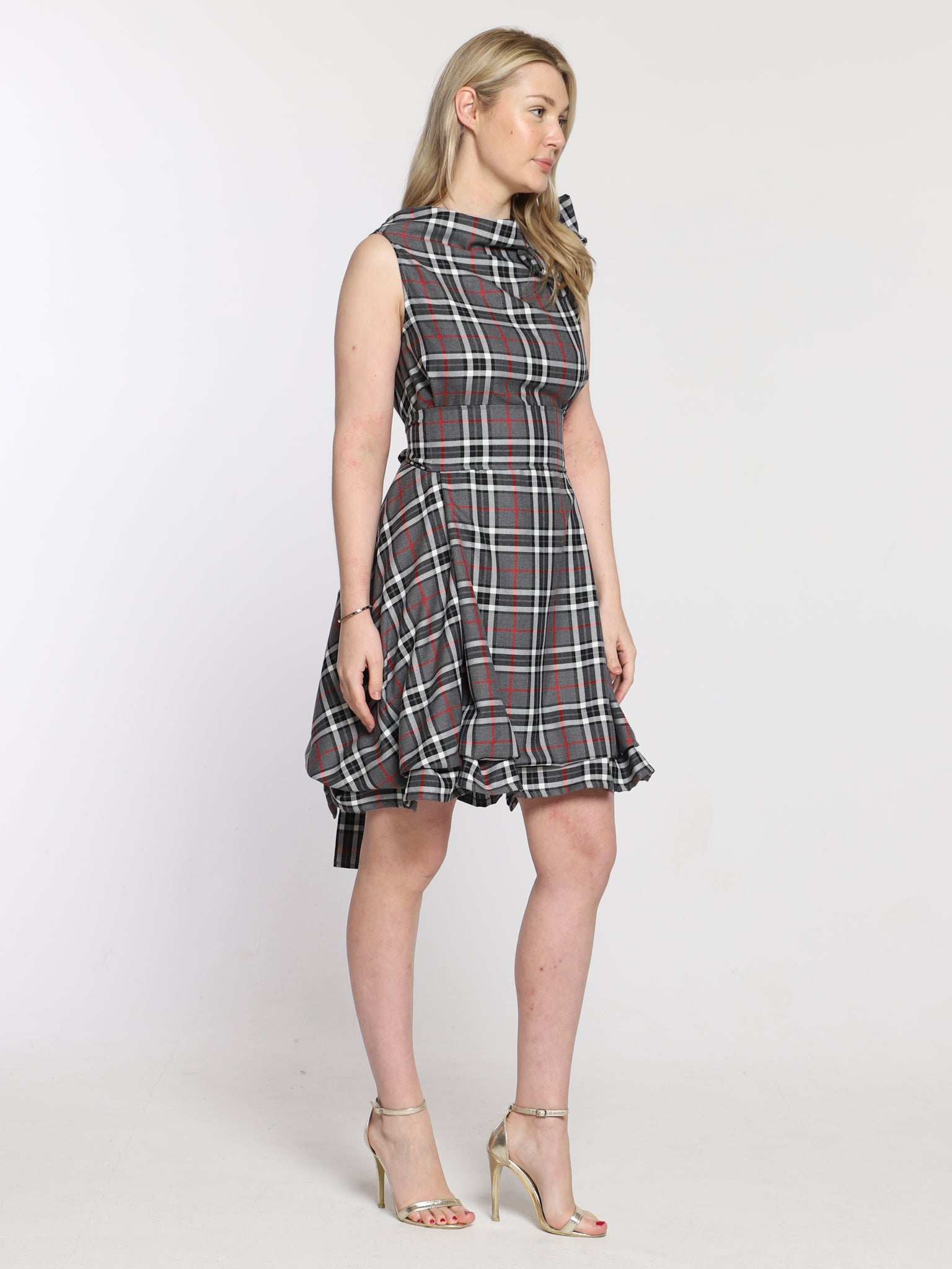 Grey and Red Tartan Mia Dress