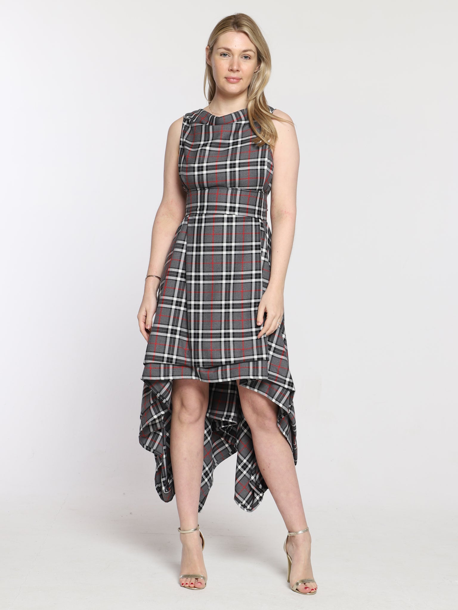 Grey and Red Tartan Wendy Dress