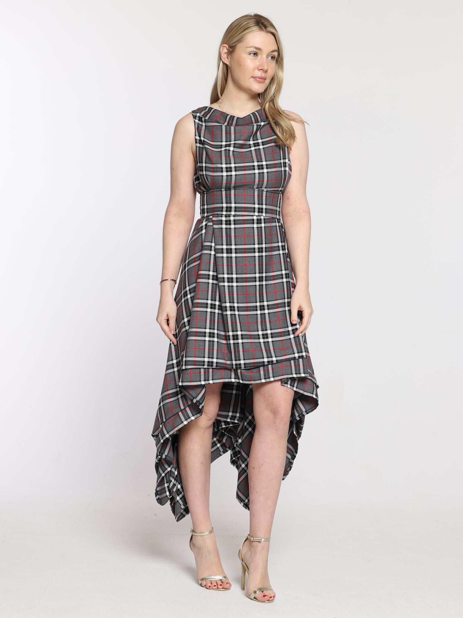 Grey and Red Tartan Wendy Dress
