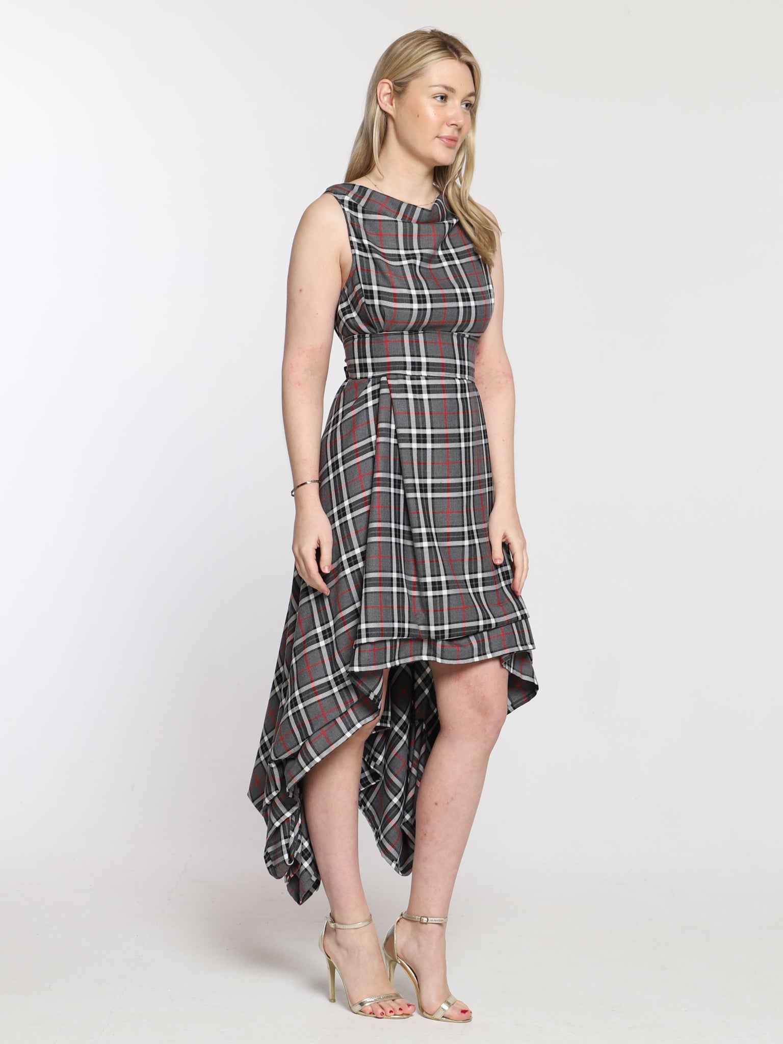 Grey and Red Tartan Wendy Dress