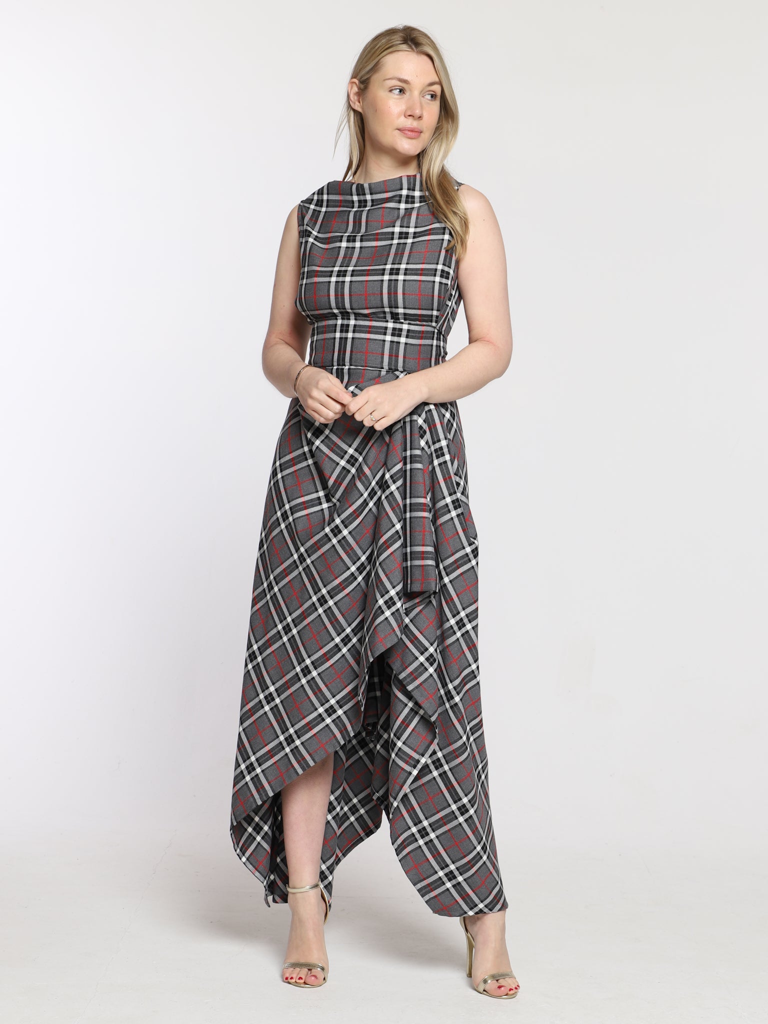 Grey and Red Tartan Ivy Dress
