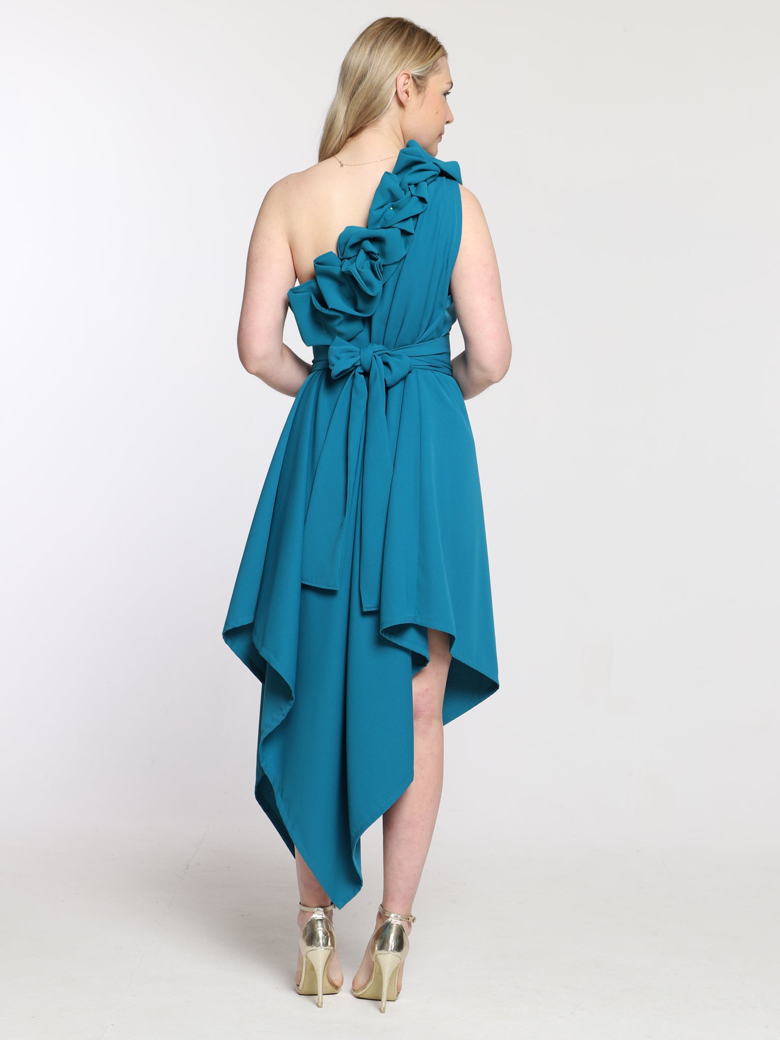 Teal Ruffle Back Belle Dress