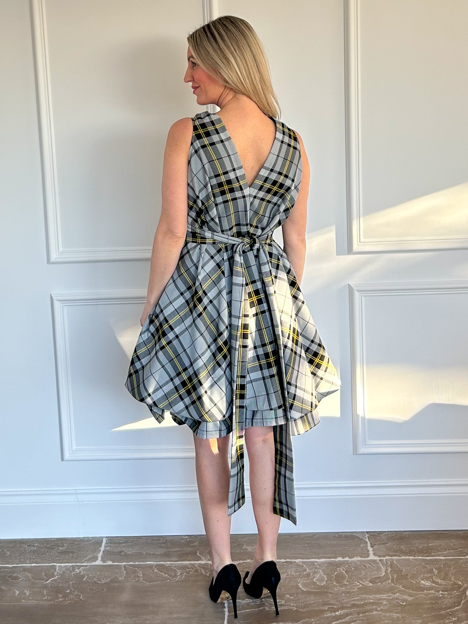 Grey and Yellow Tartan Mia Dress