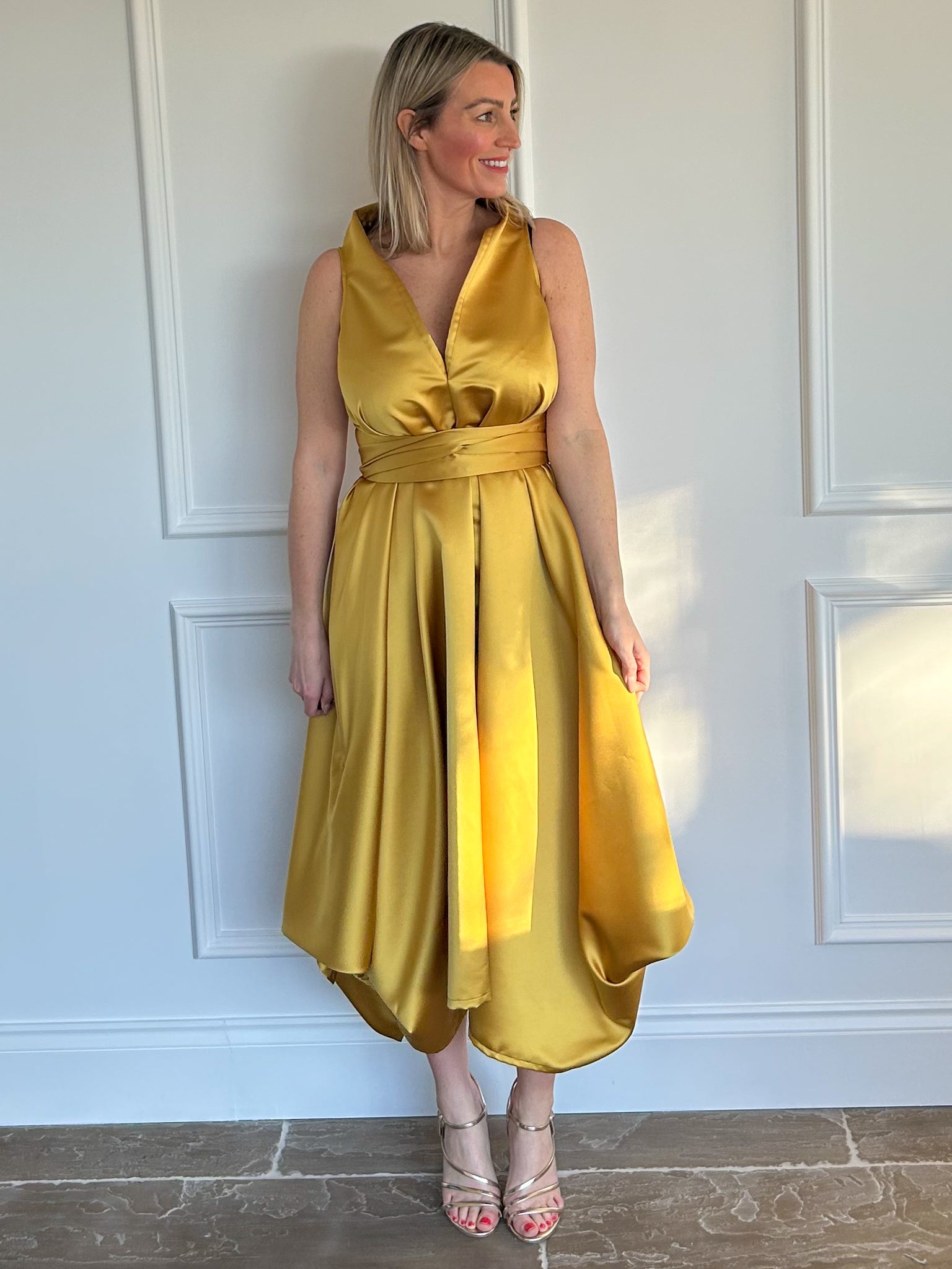 Gold Satin Darcy Dress