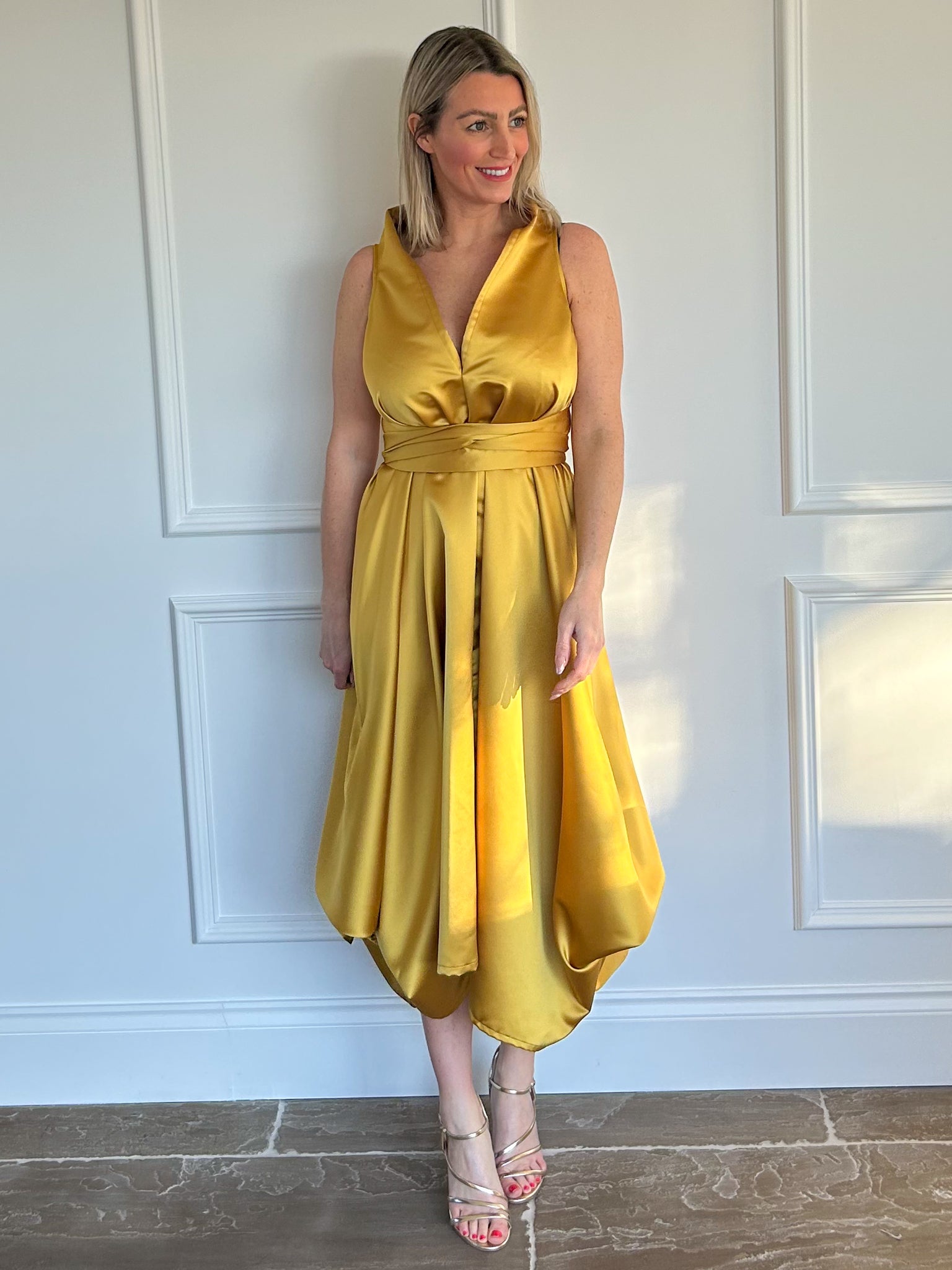Gold Satin Darcy Dress