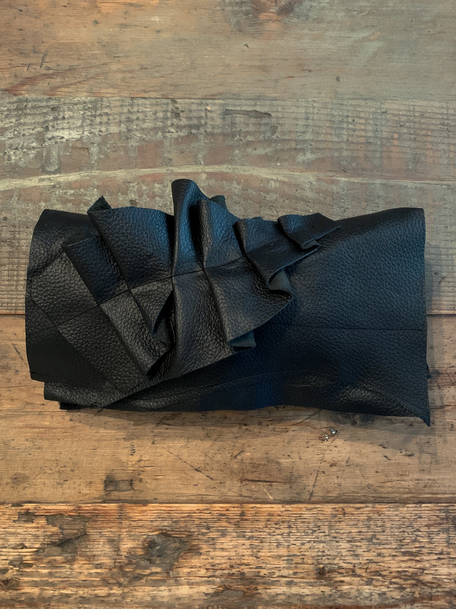 Black Leather Clutch Bag - 25245