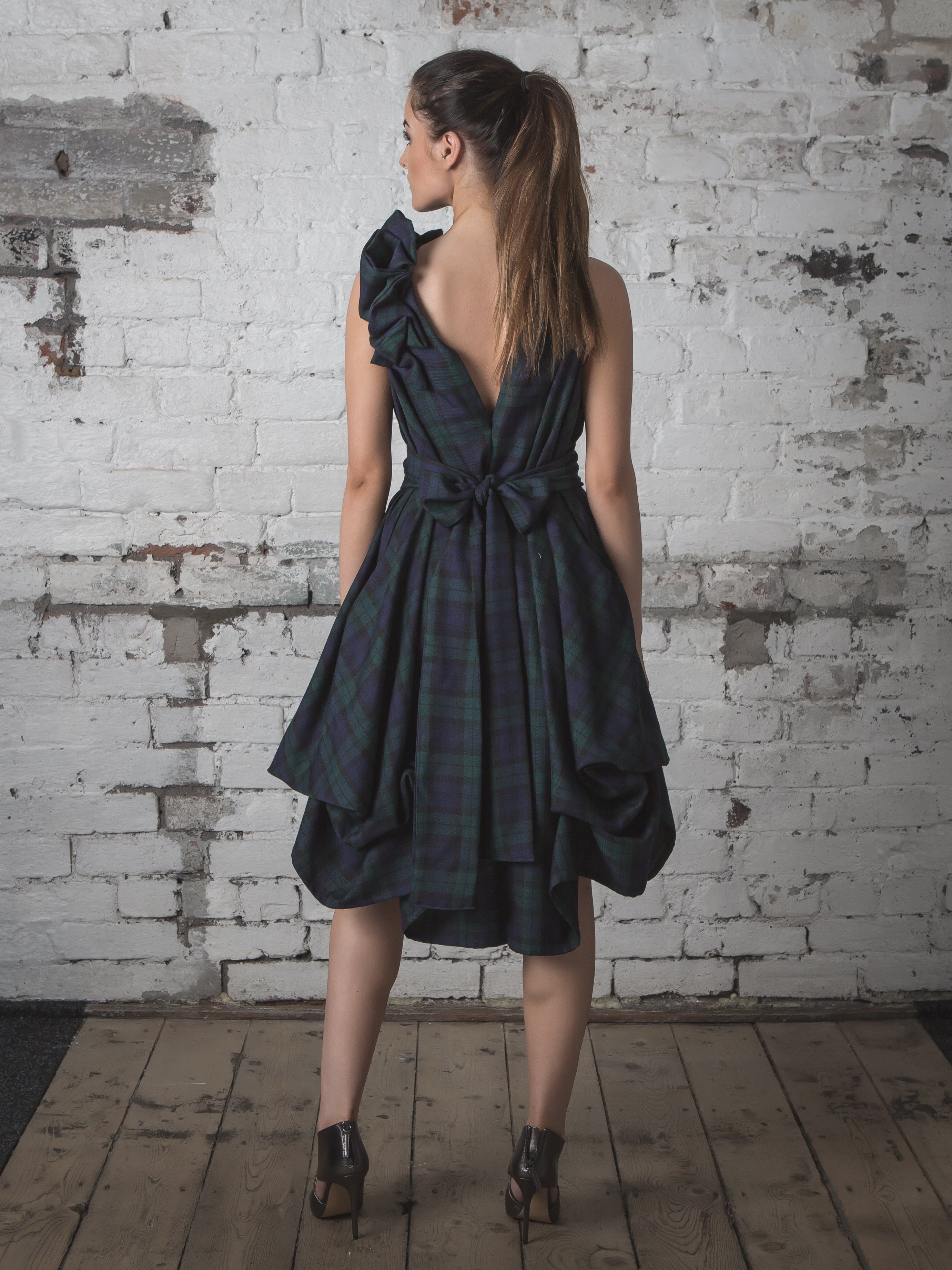 Navy and Green Tartan Mia Dress