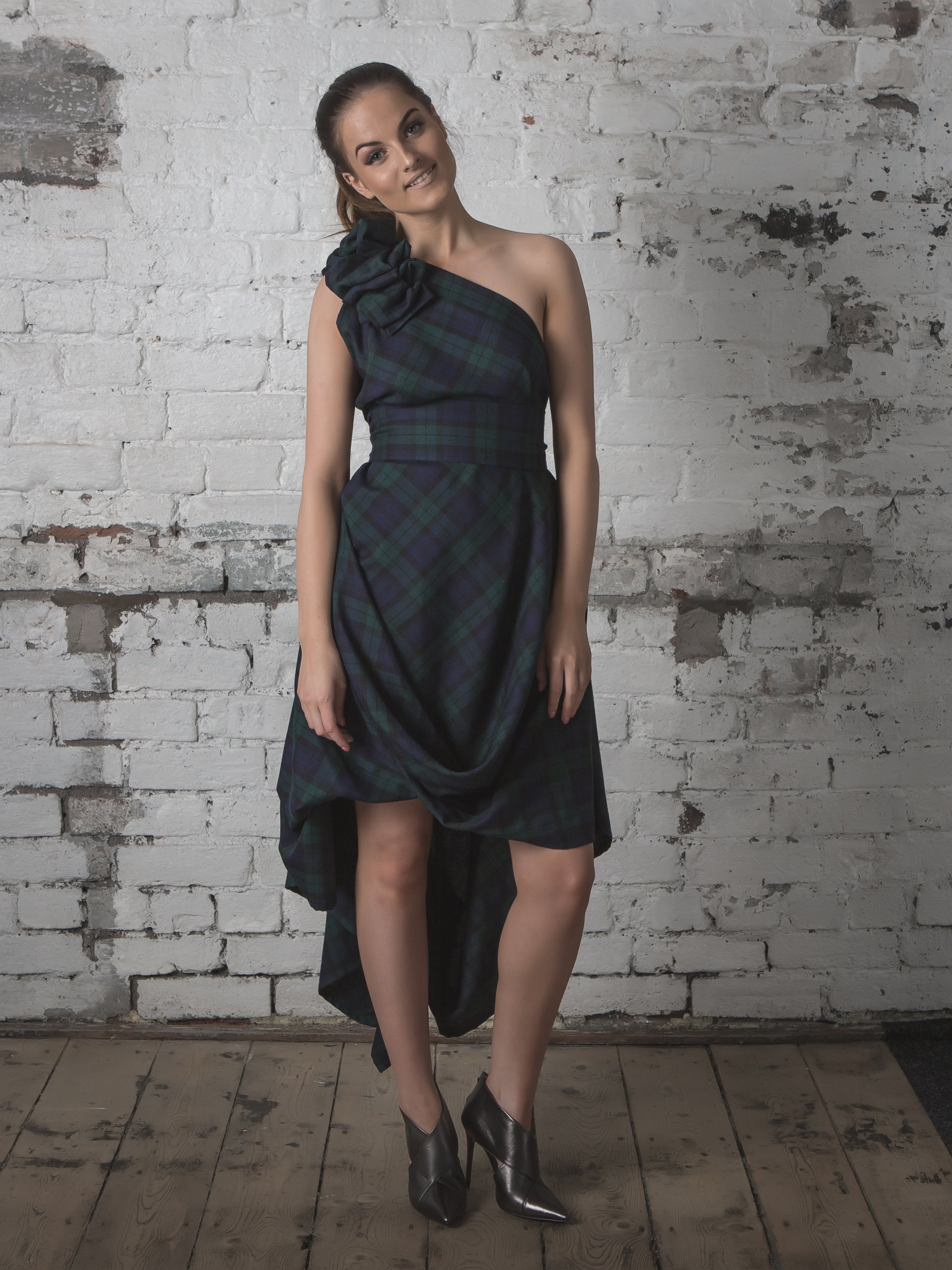 Navy and Green Tartan Jessie Dress