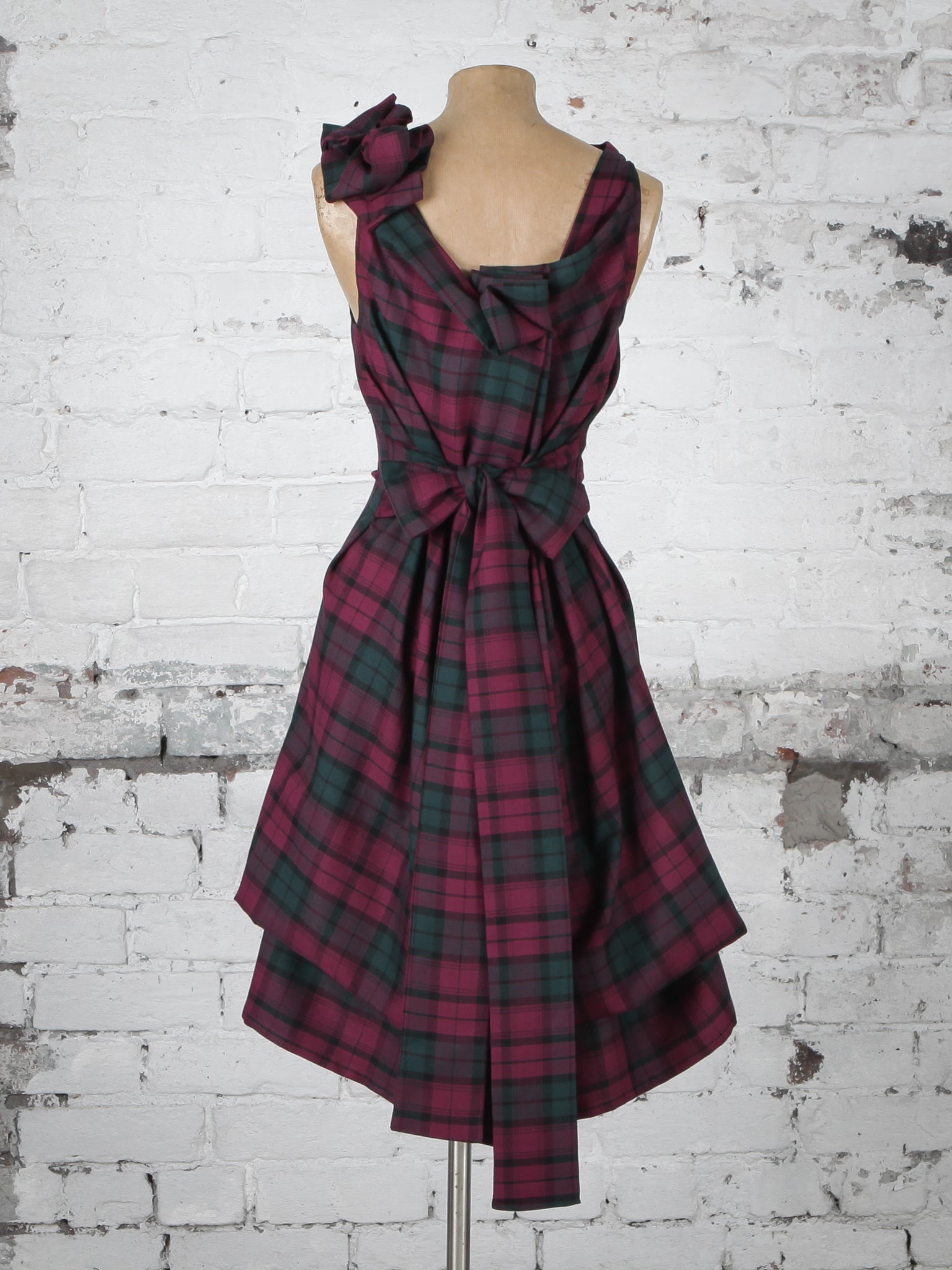 Maroon Green Tartan Anna Dress