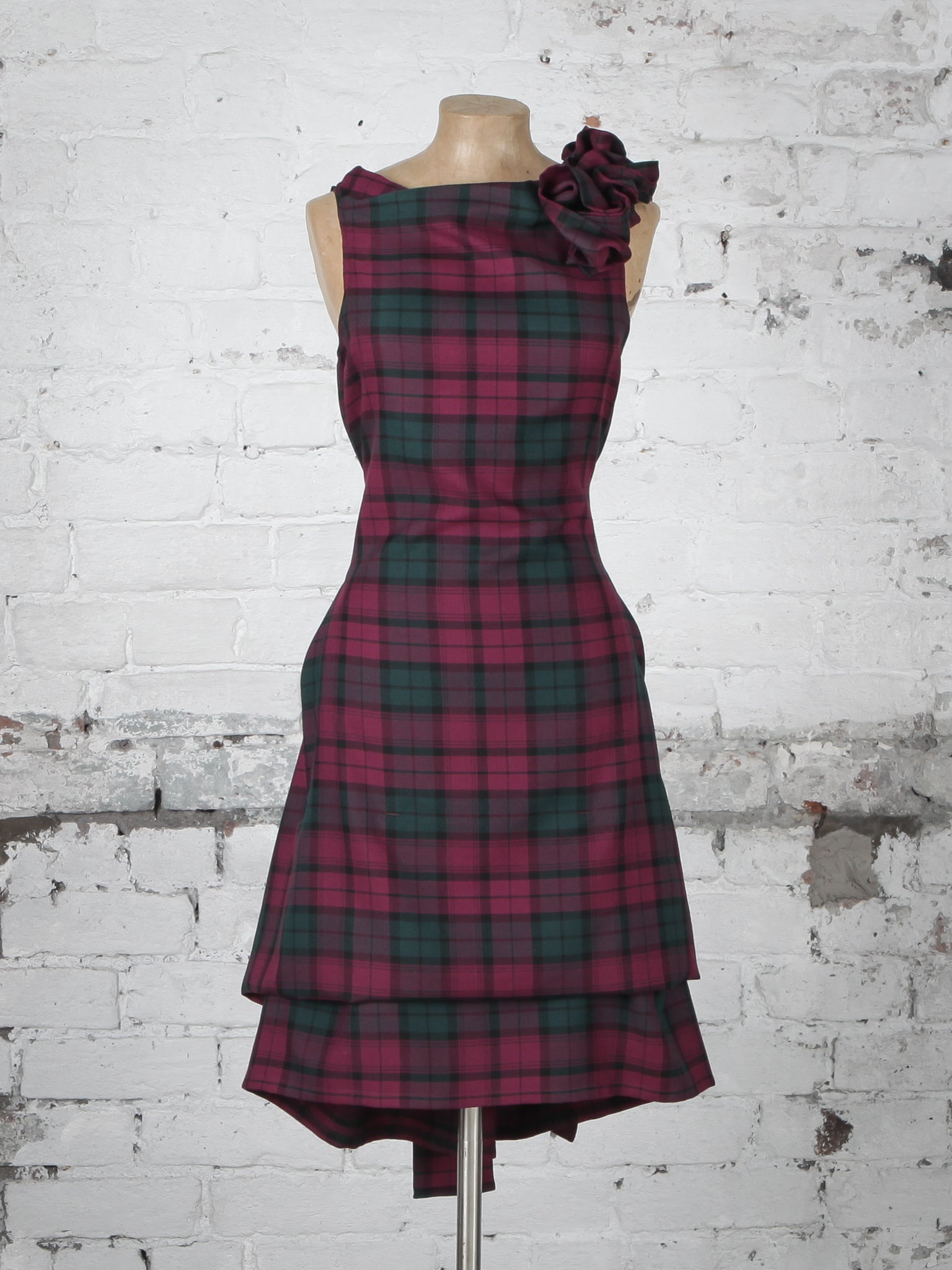 Maroon Green Tartan Anna Dress