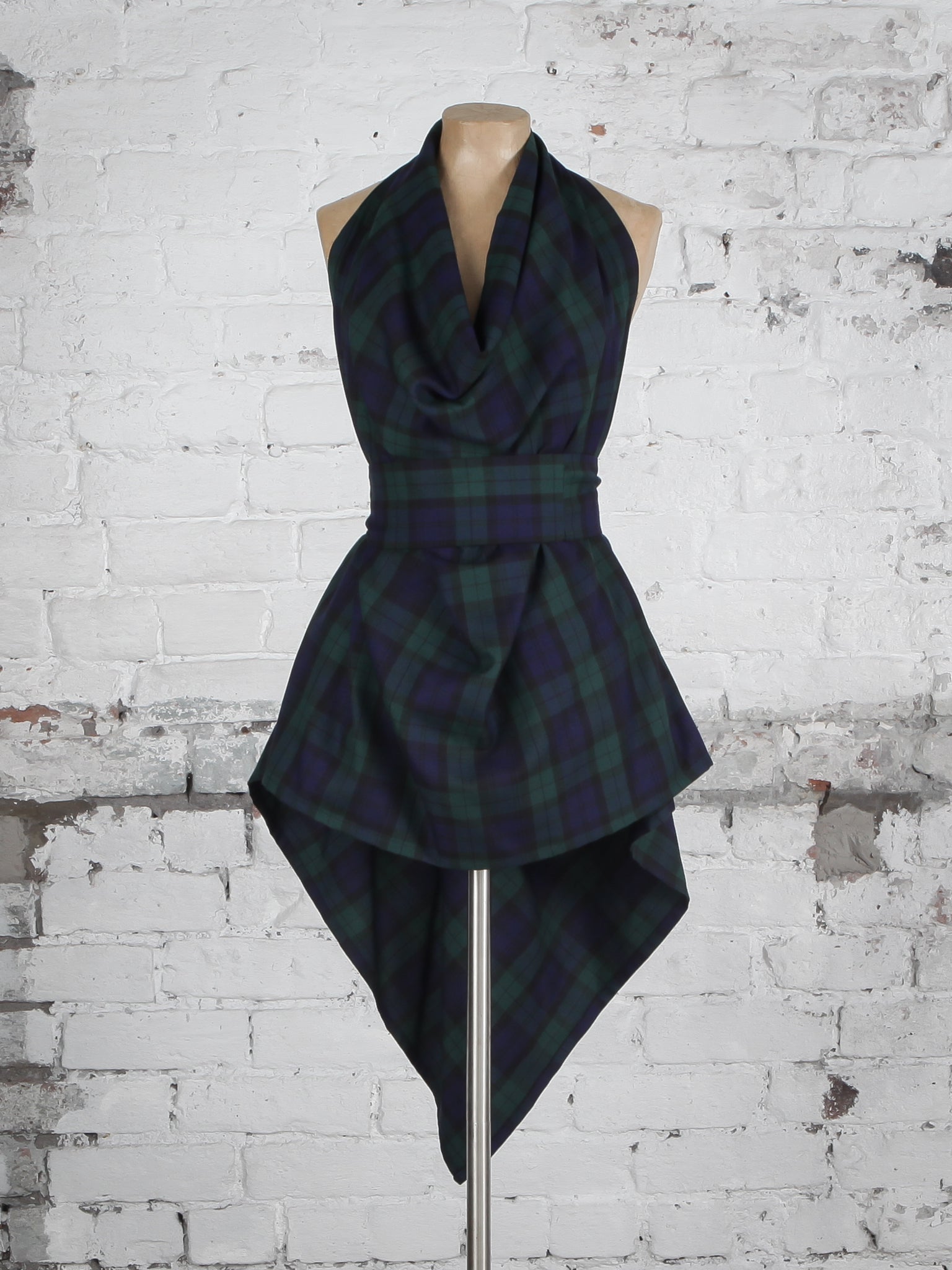 Navy and Green Tartan Alice Maxi Top