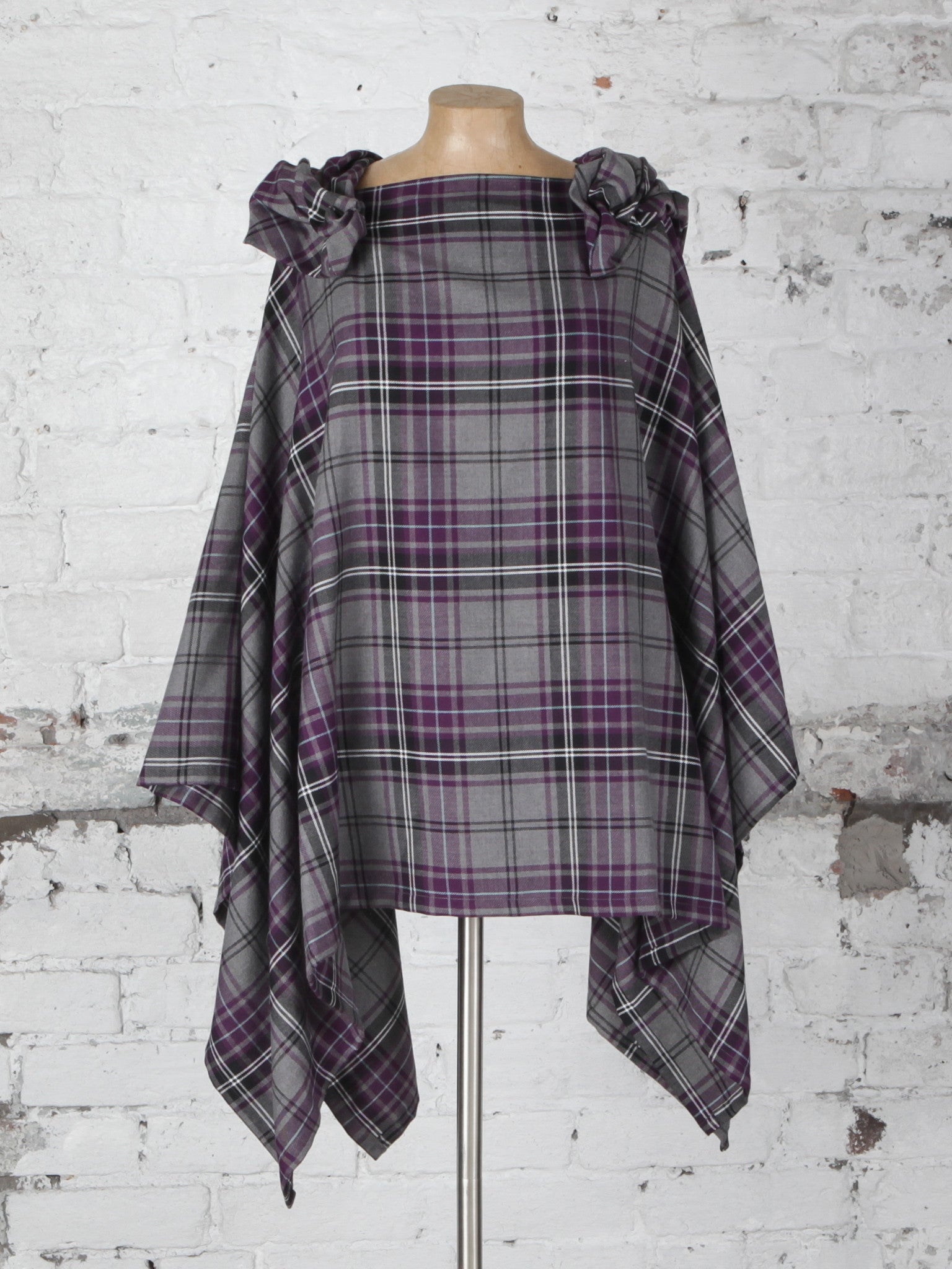 Grey and Purple Tartan Wolf Cape